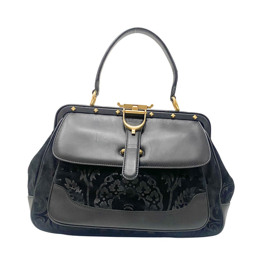 Vintage Black Suede Arabesque Hand Bag