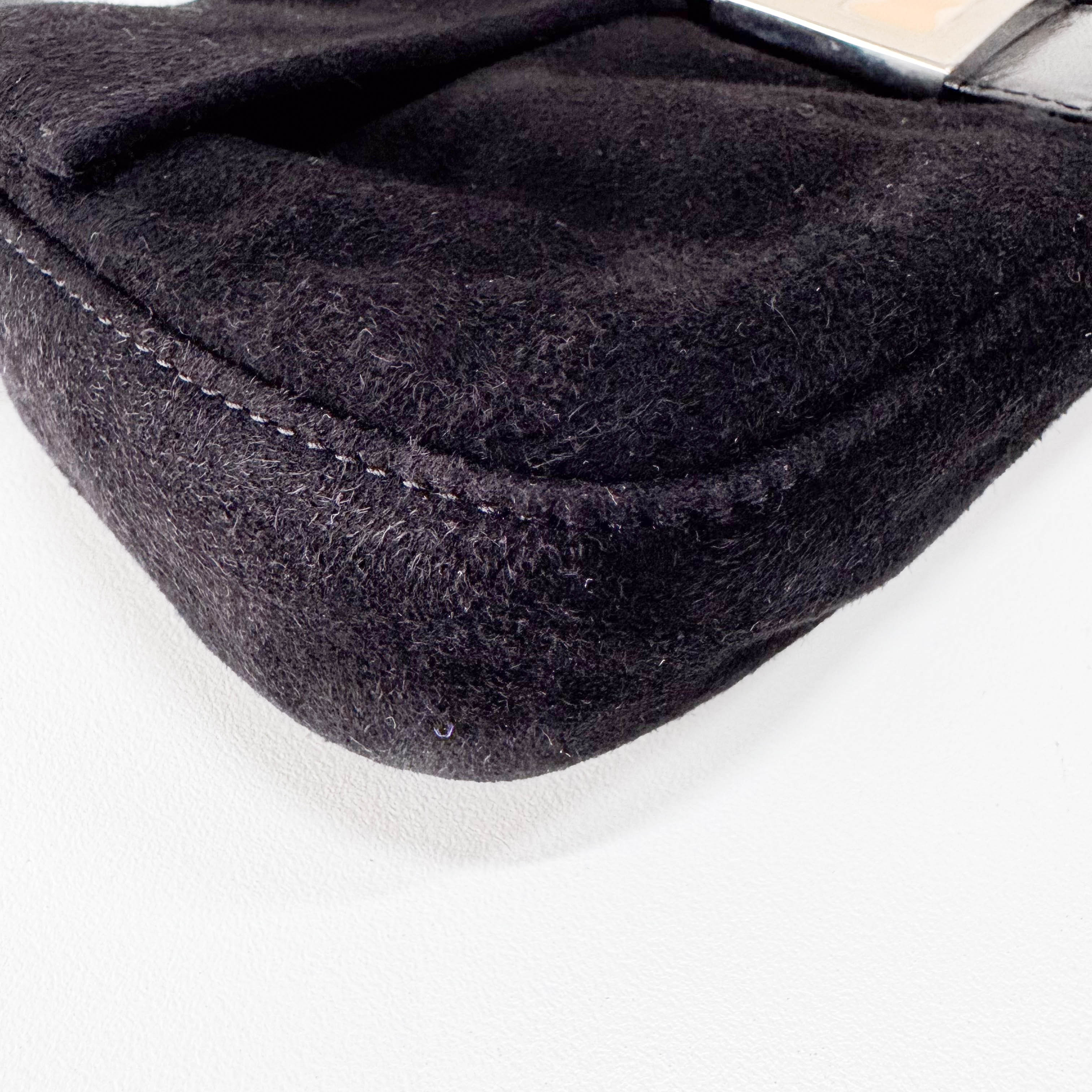 Baguette Black Suede Shoulder Bag