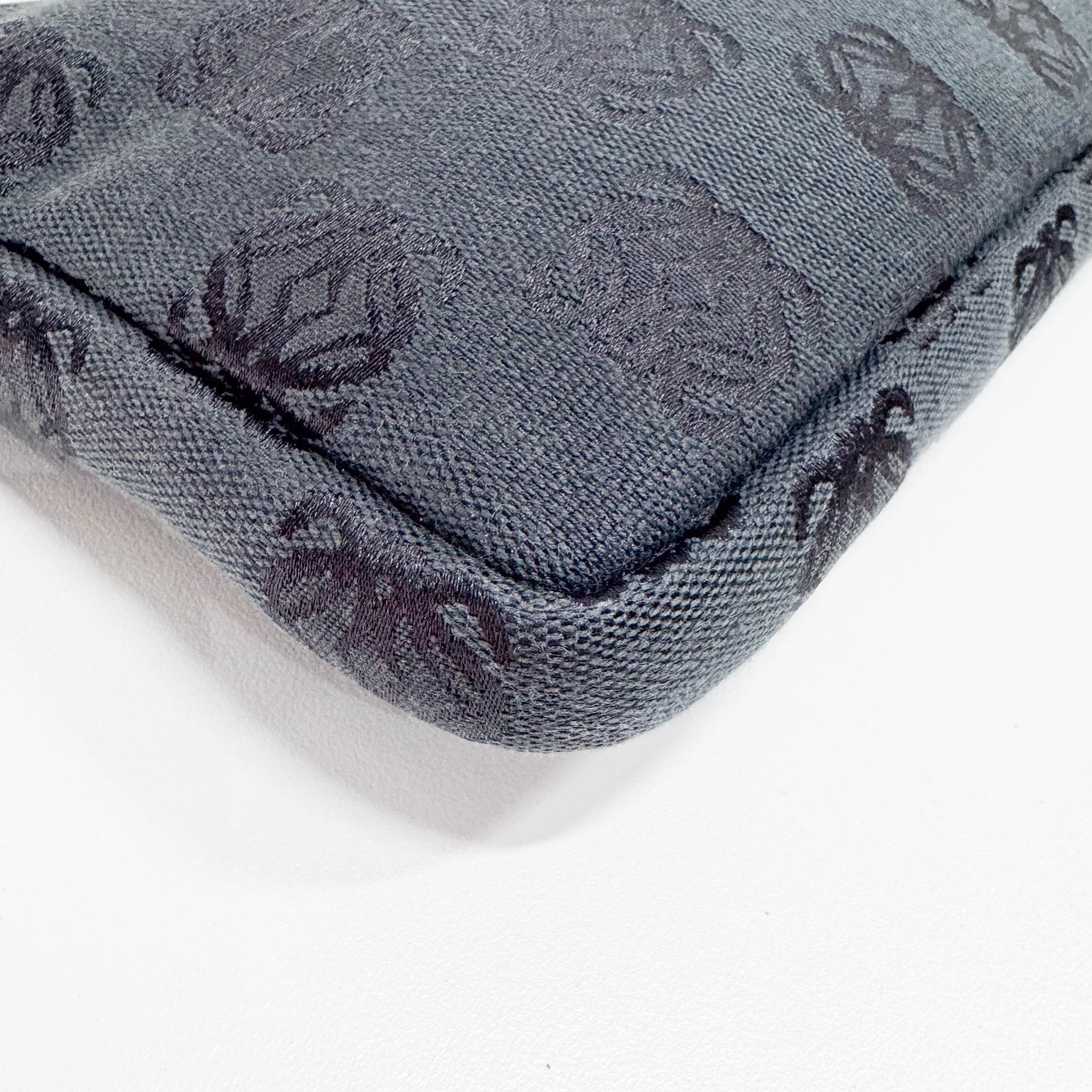 Anagram Black Canvas Small Shoulder Bag