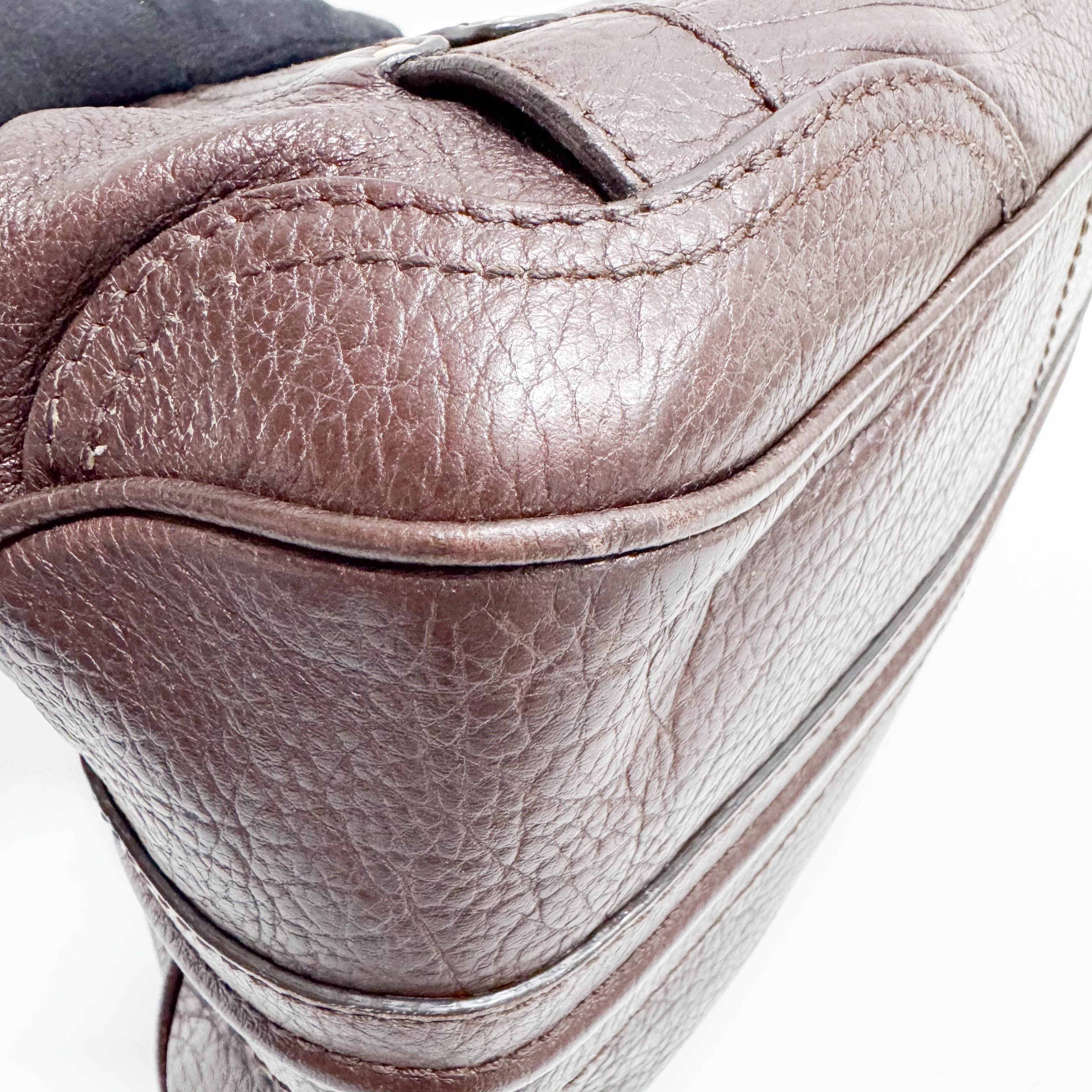 Triomphe Brown Leather Shoulder Bag