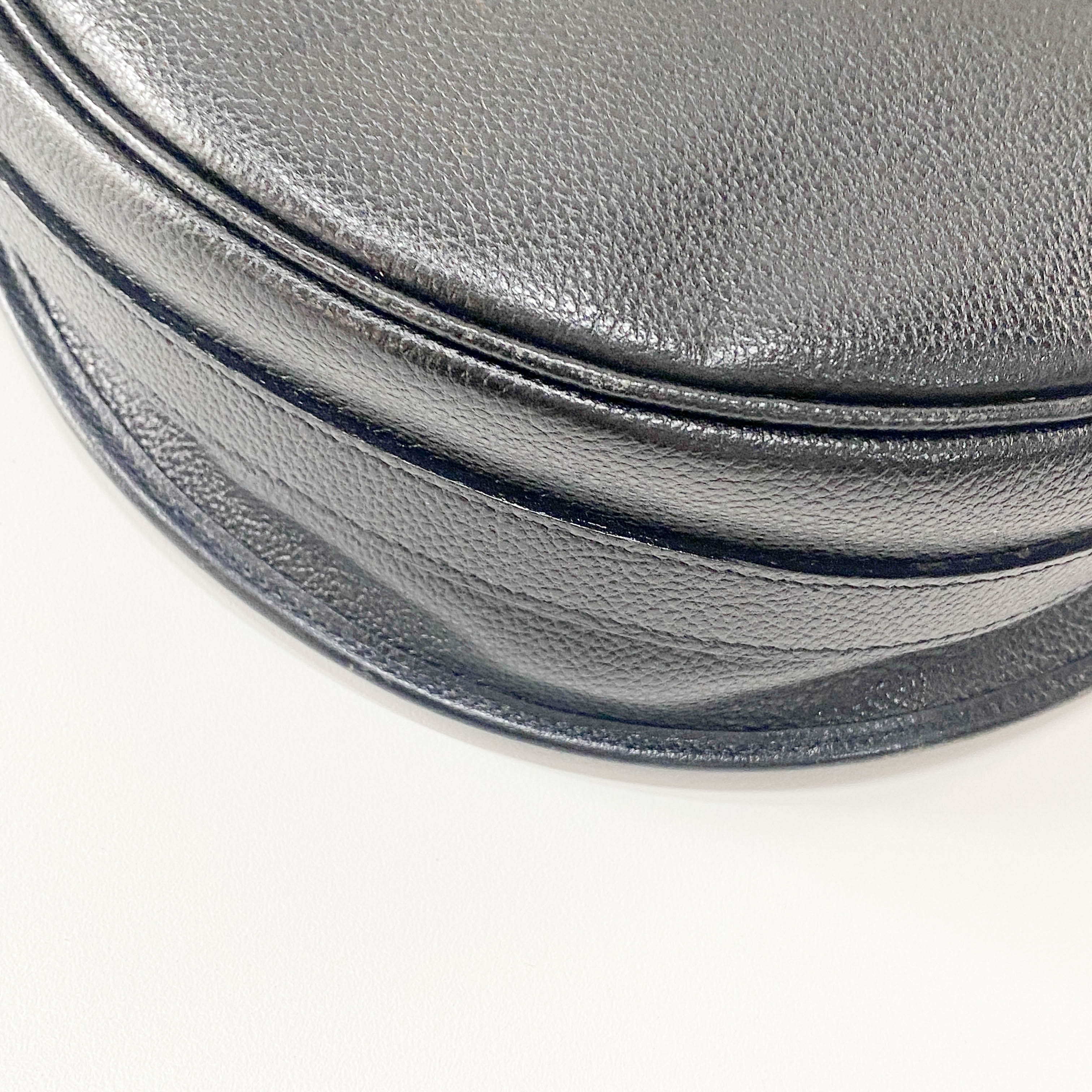 Black Grain Calfskin Leather Crossbody Bag