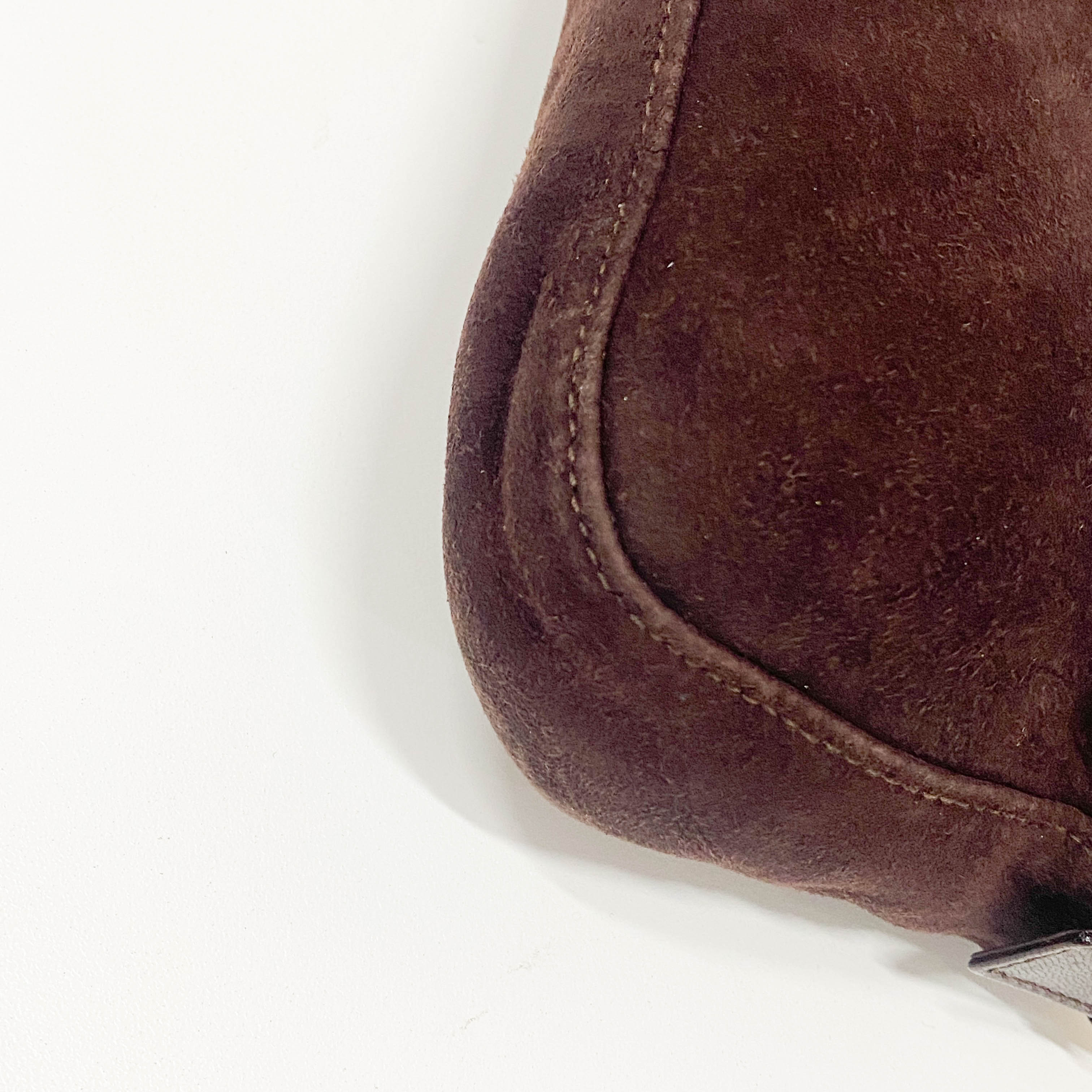 Baguette Brown Suede Shoulder Bag