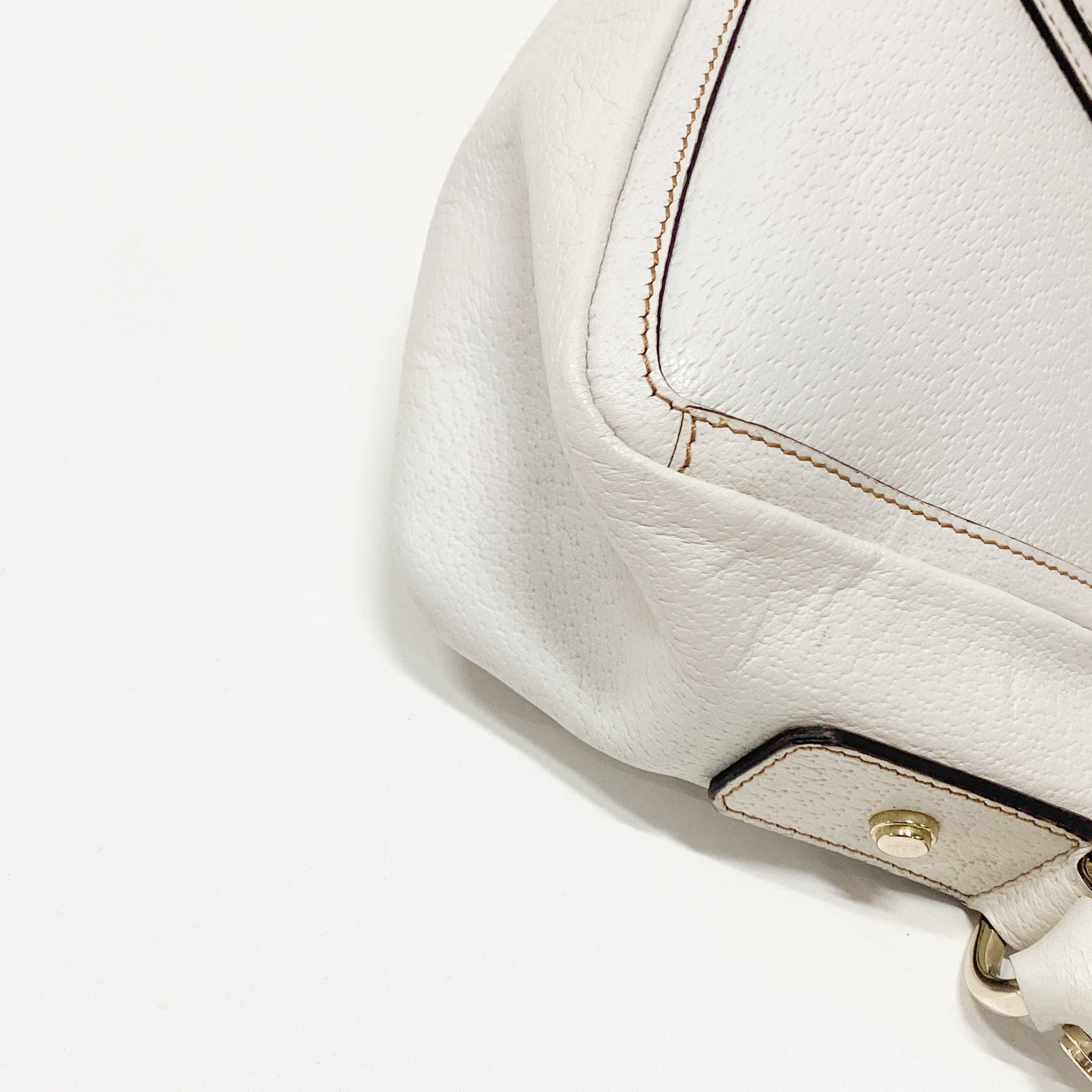 Abbey White Leather Shoulder Bag
