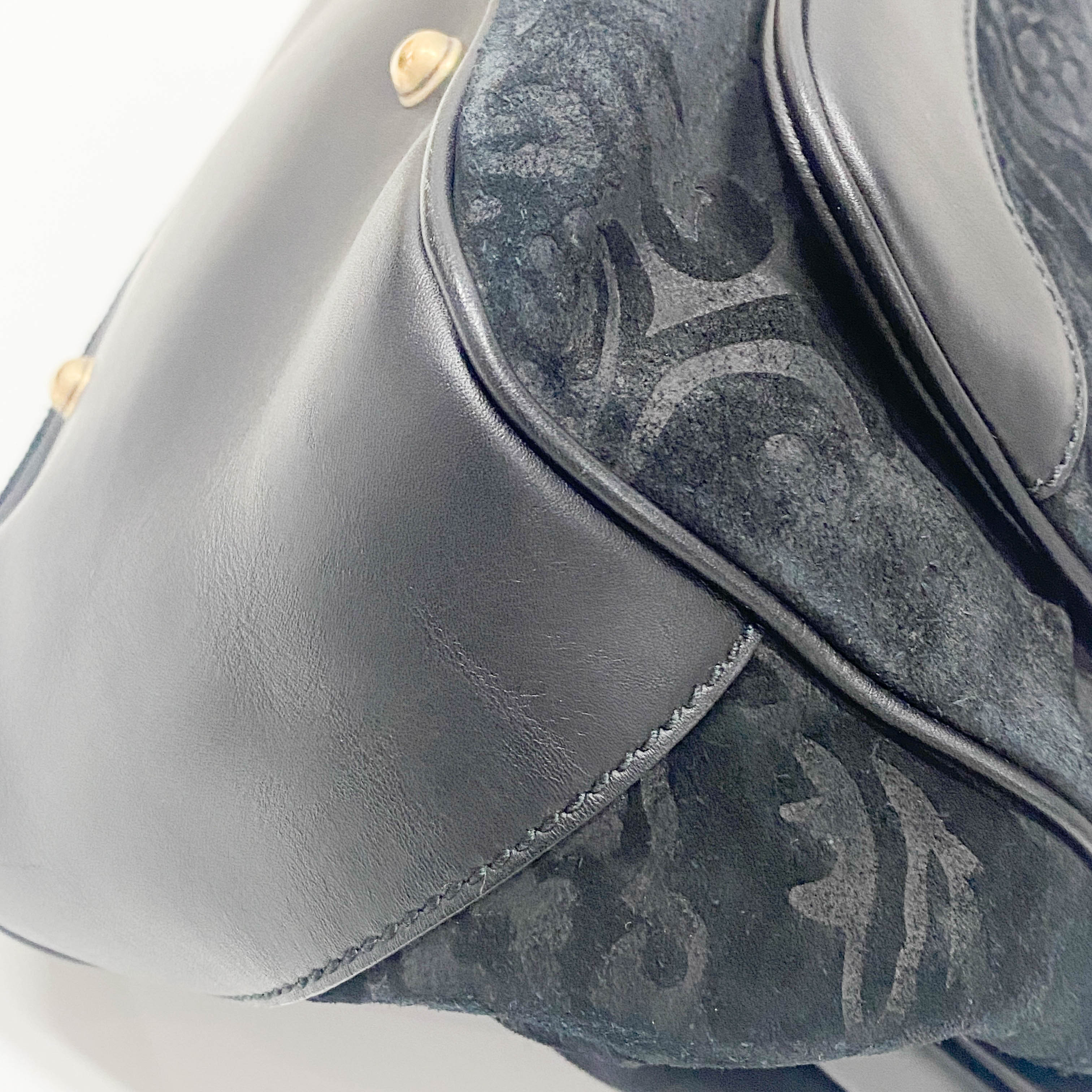 Vintage Black Suede Arabesque Hand Bag