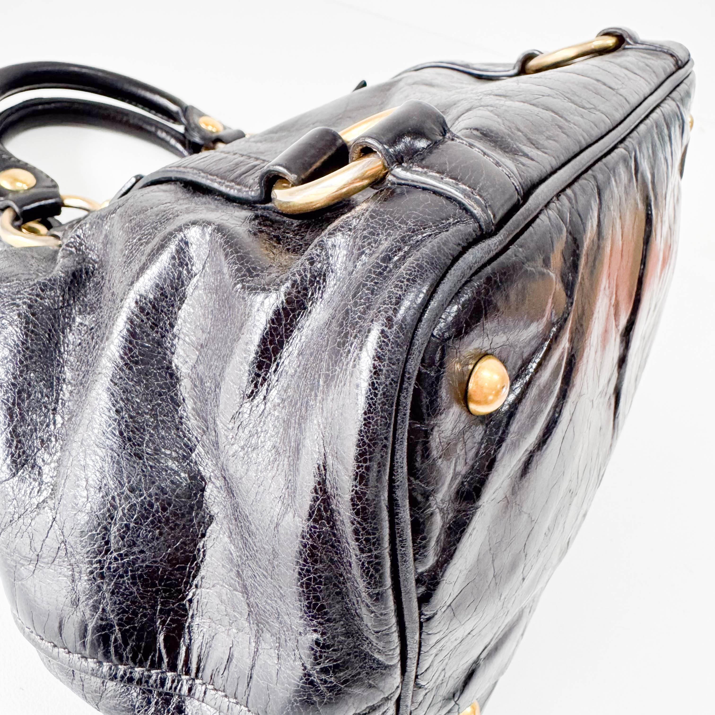 Vitello Black Calfskin Leather Two Way Bag