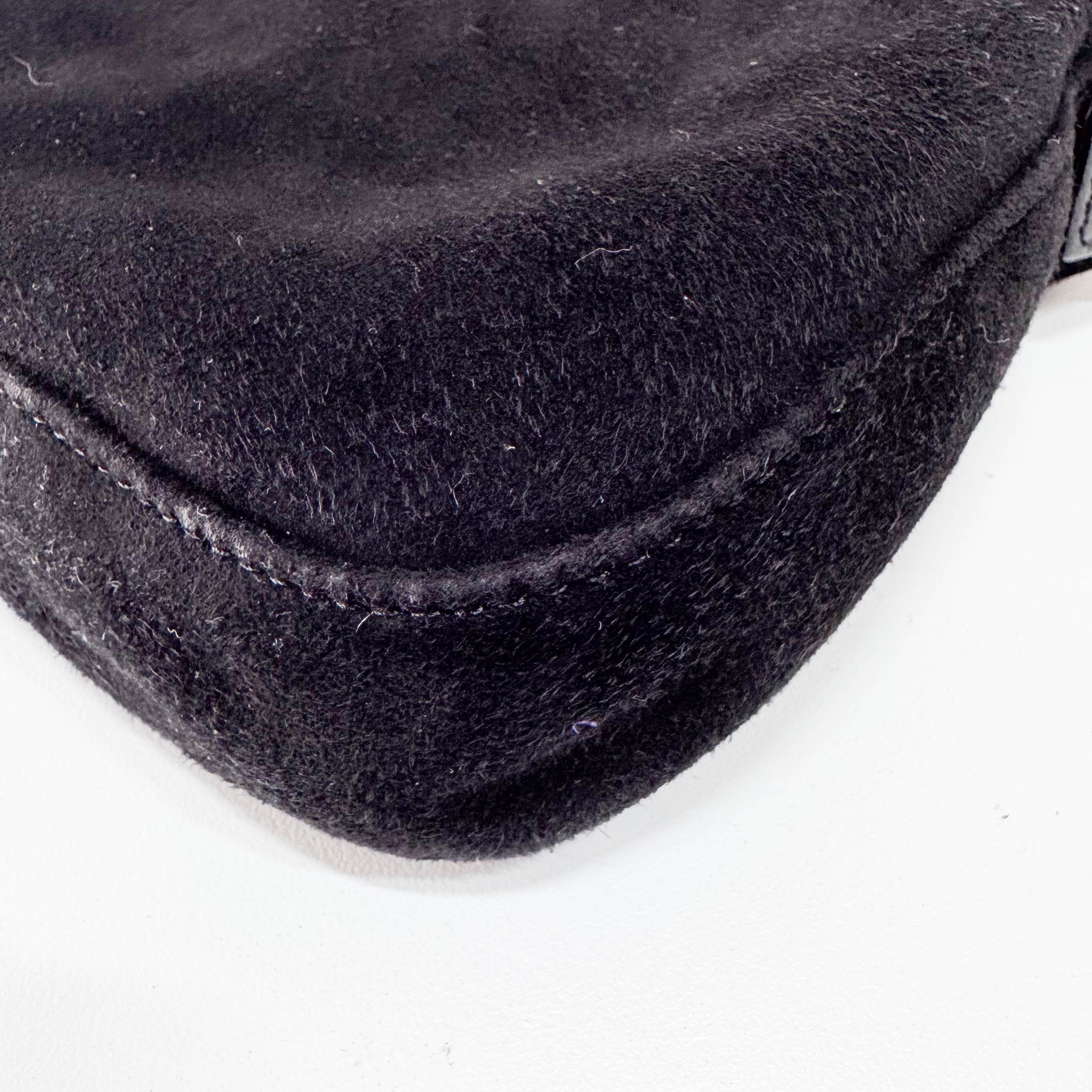 Baguette Black Suede Shoulder Bag