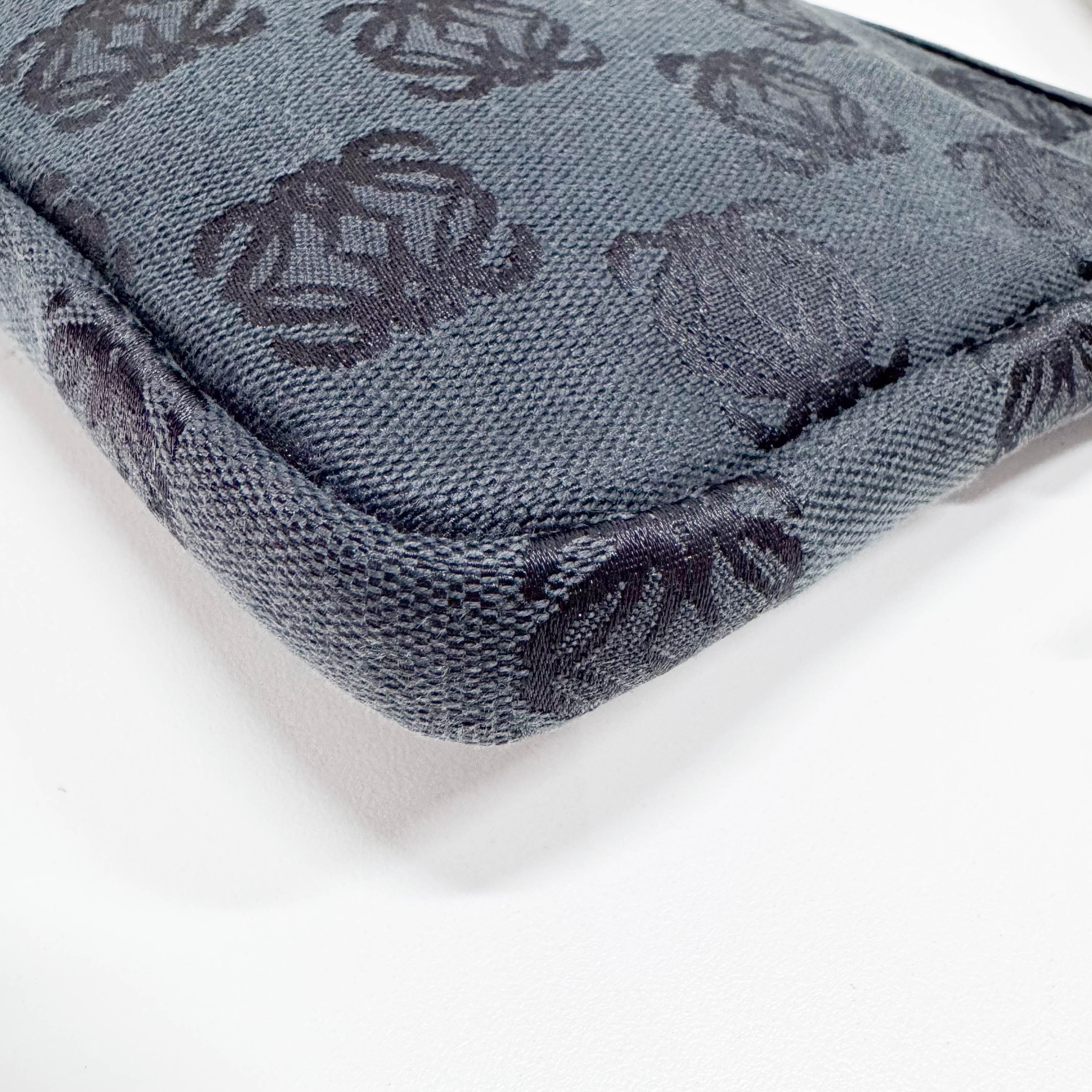 Anagram Black Canvas Small Shoulder Bag