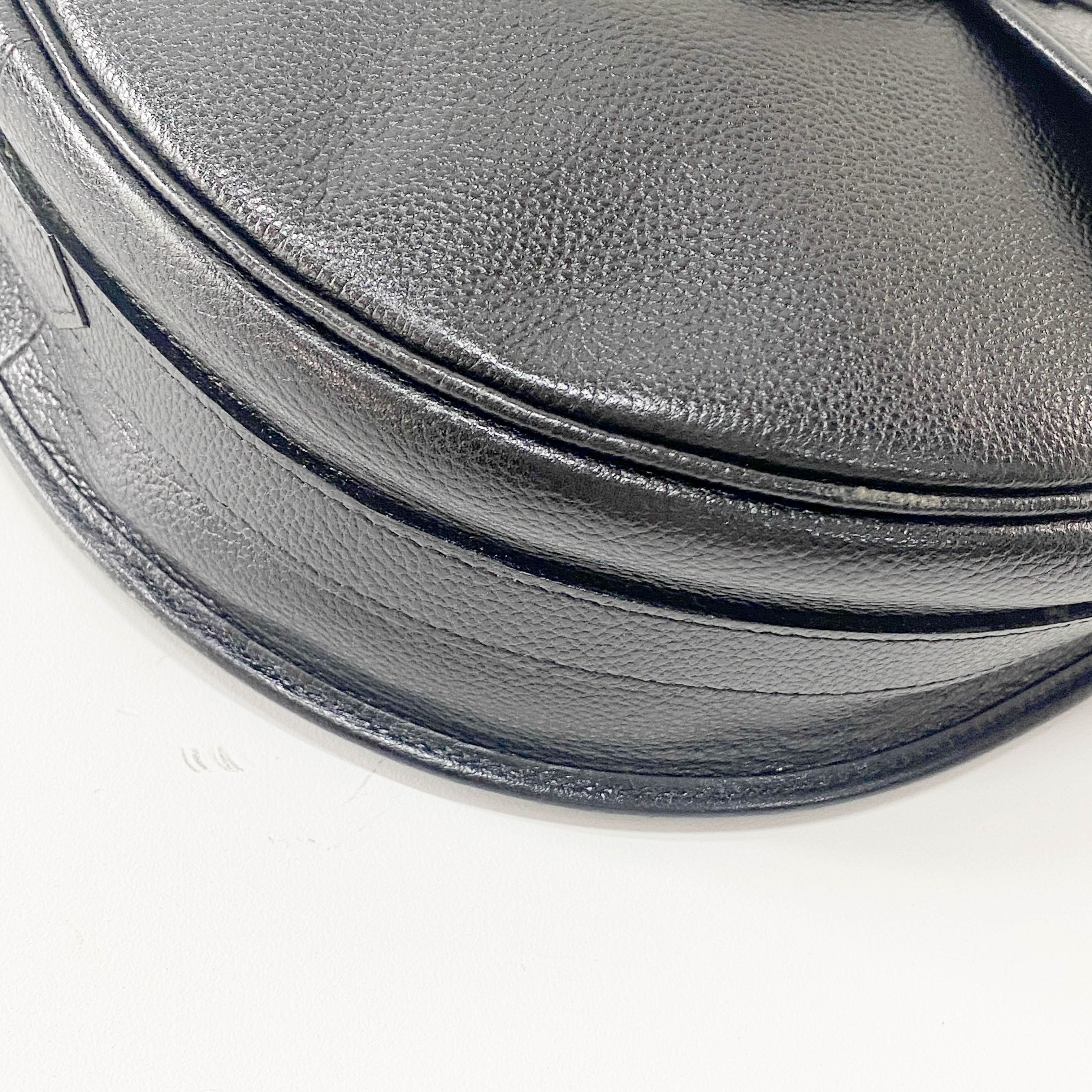 Black Grain Calfskin Leather Crossbody Bag