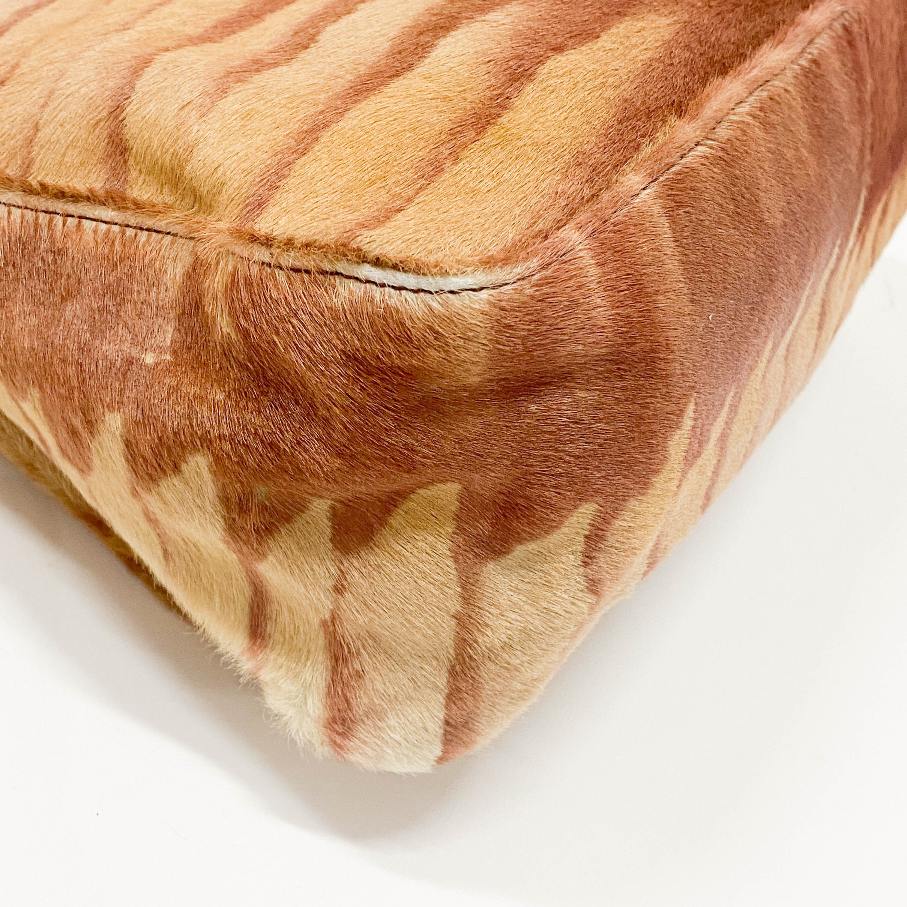 Mamma Baguette Red Zebra Print Pony Hair Shoulder Bag