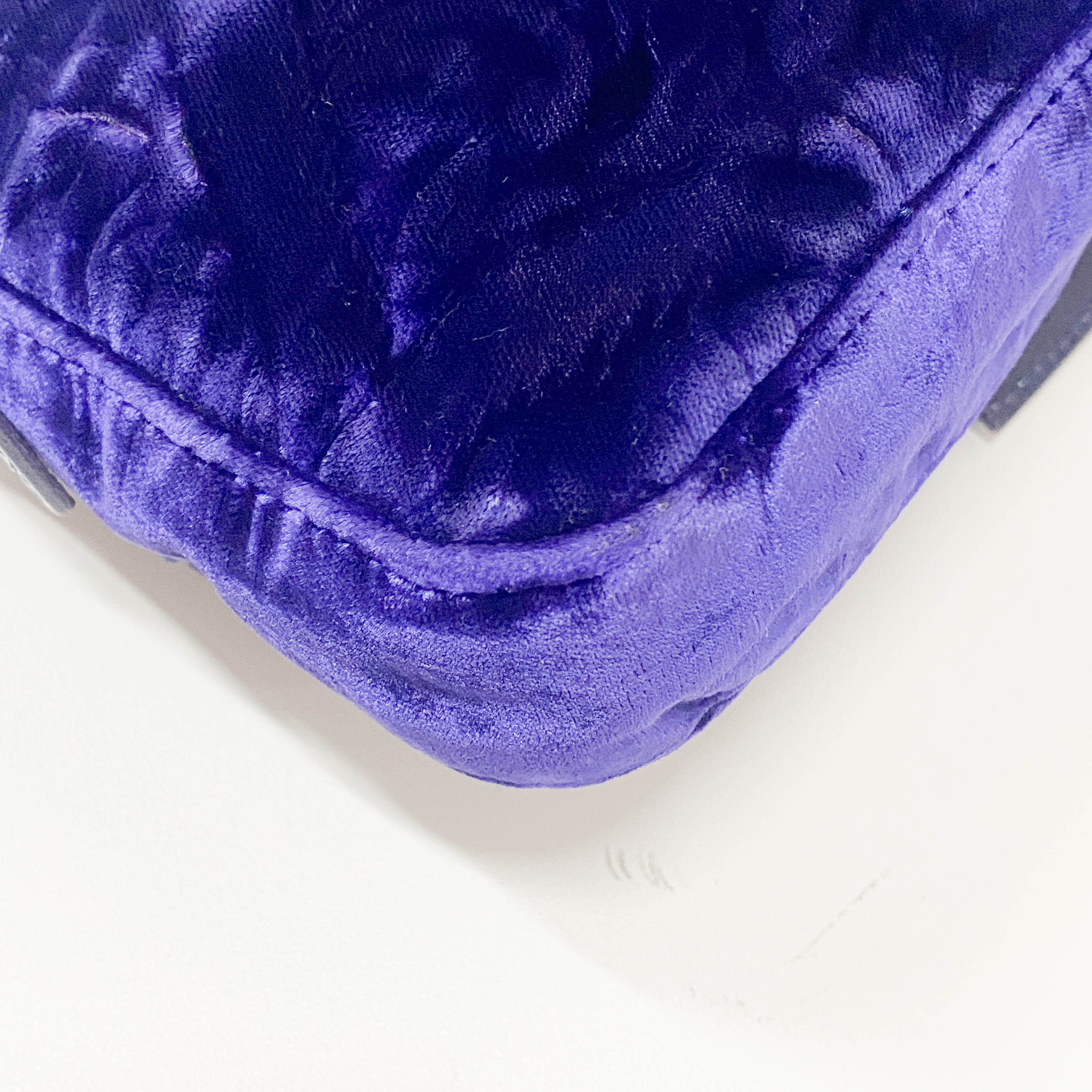 Baguette Purple Velvet Shoulder Bag