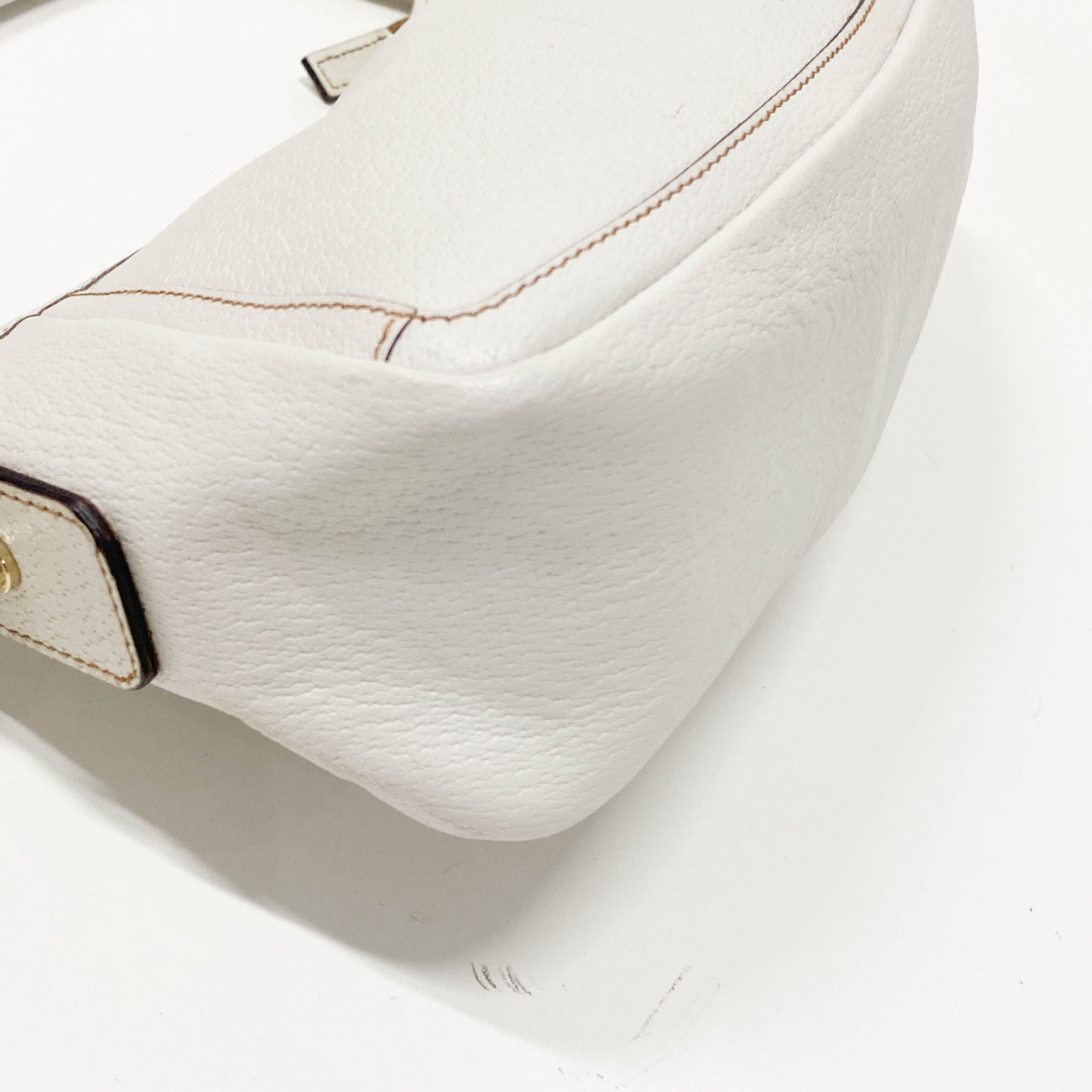 Abbey White Leather Shoulder Bag