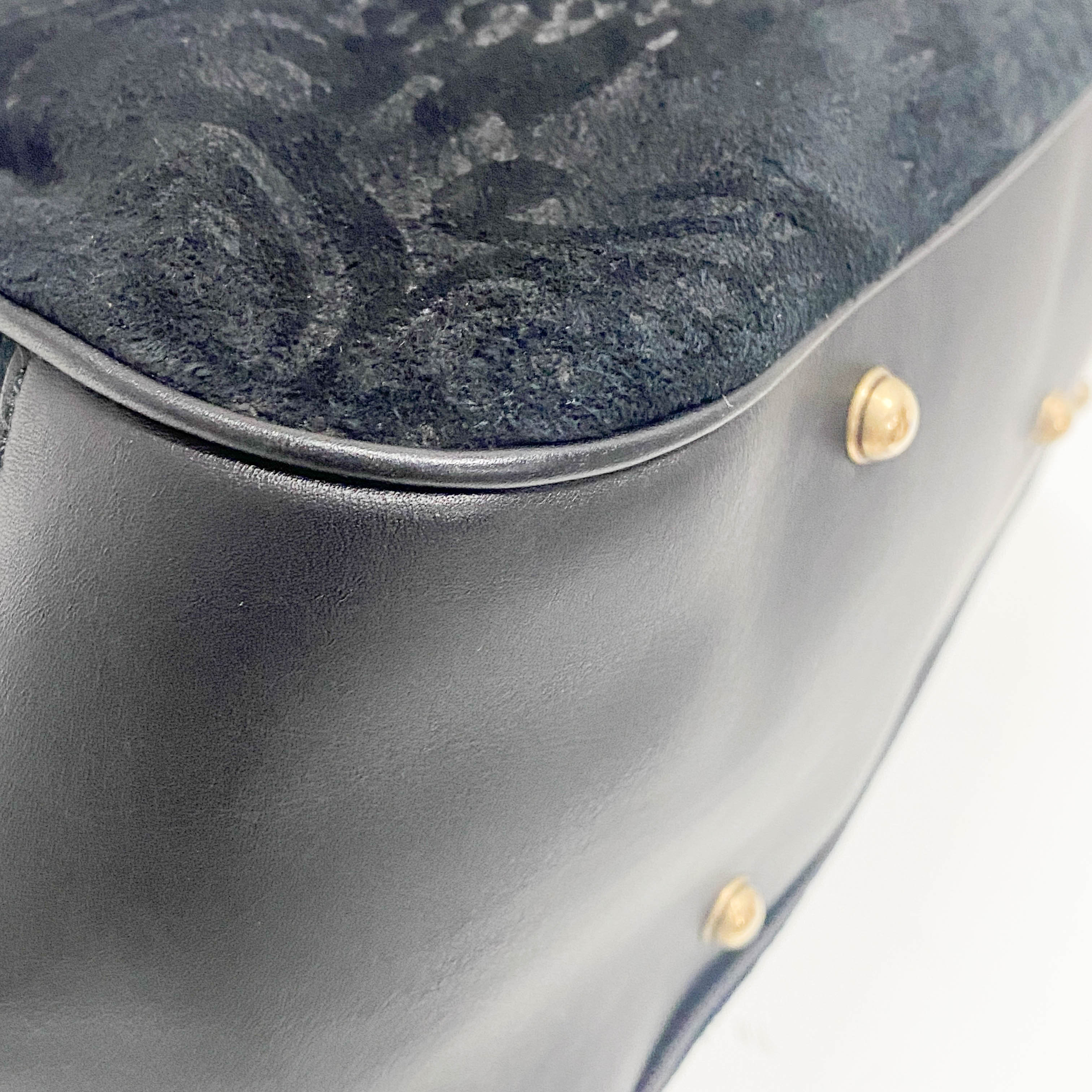 Vintage Black Suede Arabesque Hand Bag