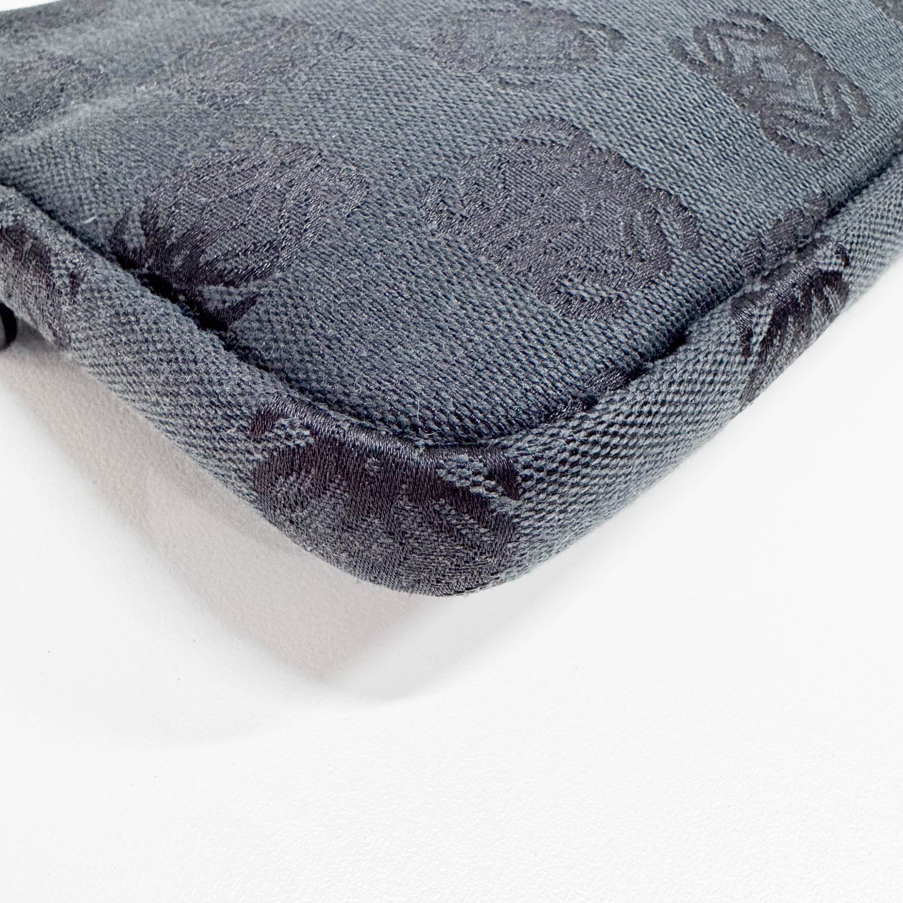 Anagram Black Canvas Small Shoulder Bag