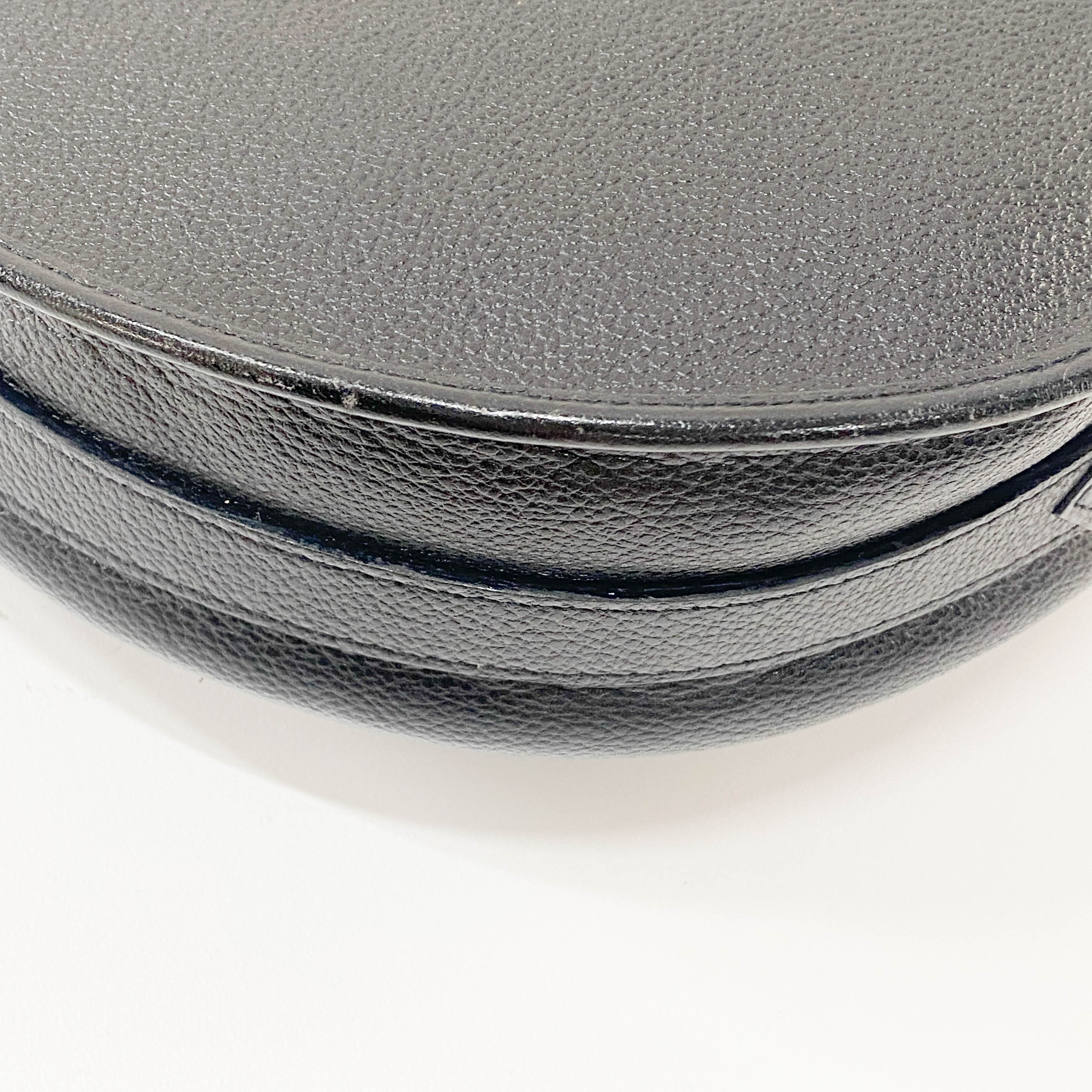 Black Grain Calfskin Leather Crossbody Bag