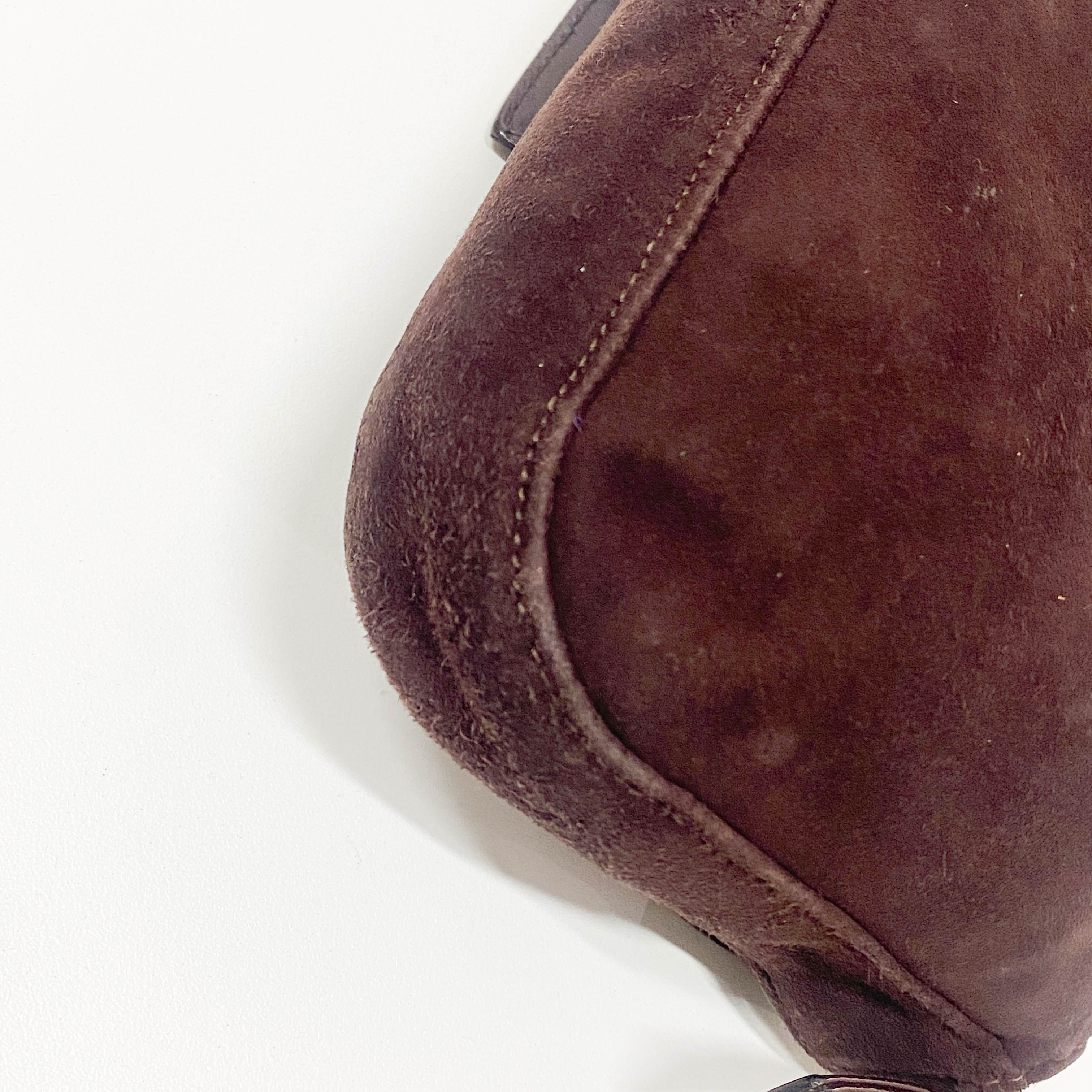 Baguette Brown Suede Shoulder Bag