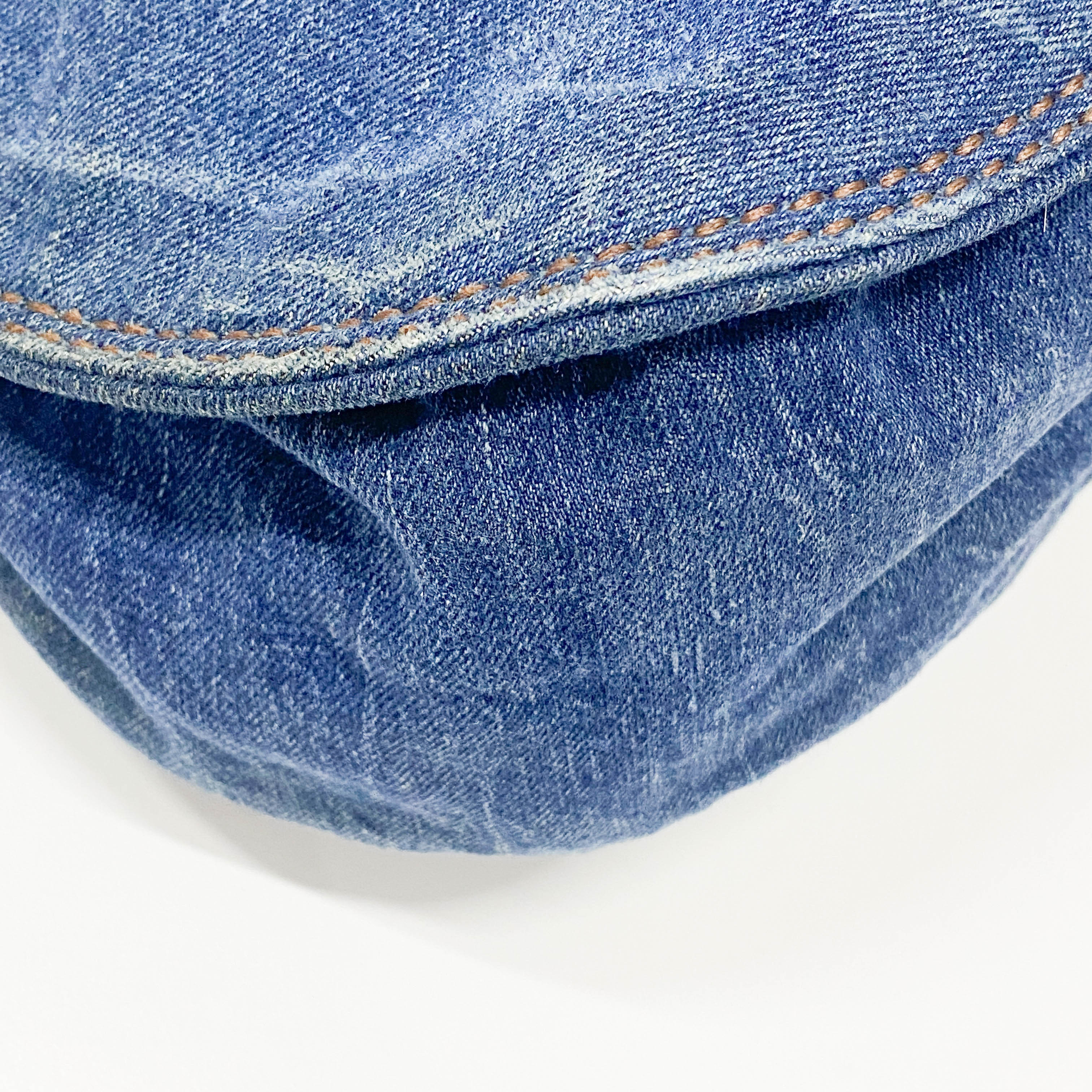 Blue Denim & Leopard Print Pony Hair Two Way Bag