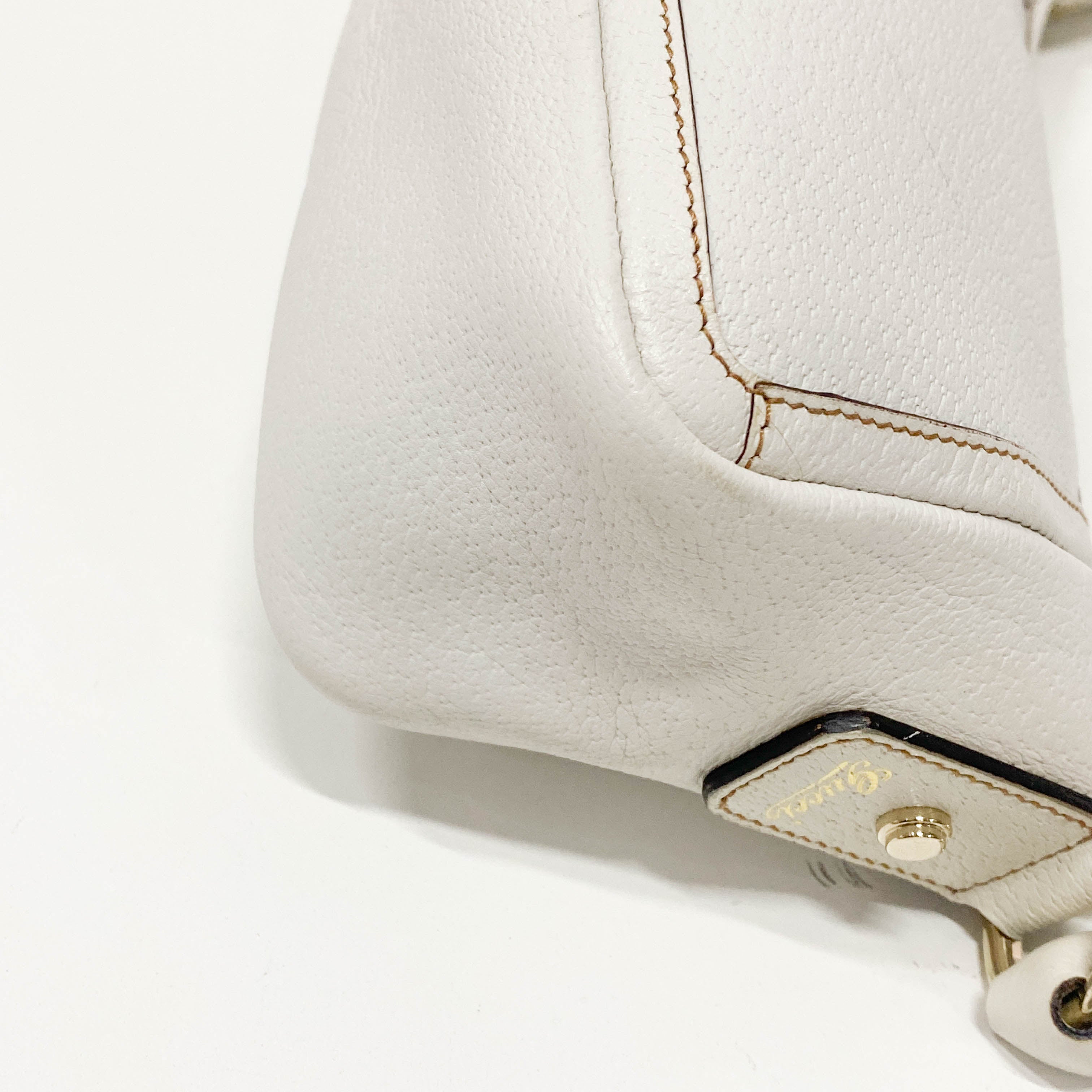 Abbey White Leather Shoulder Bag