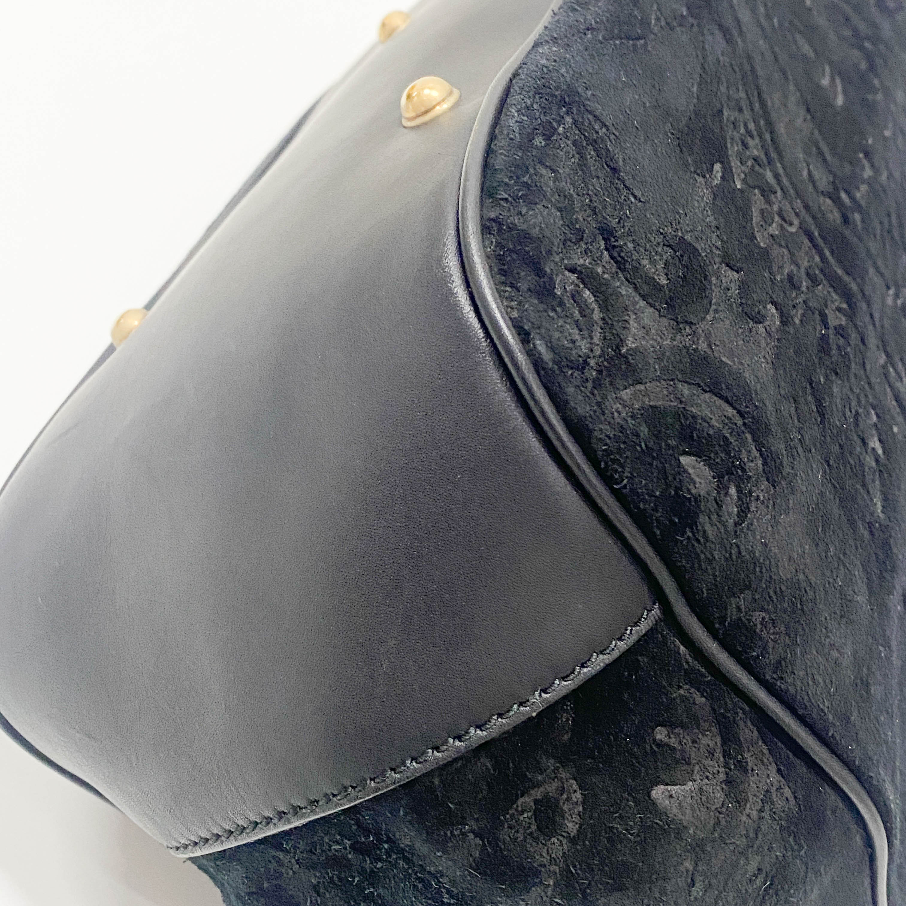 Vintage Black Suede Arabesque Hand Bag