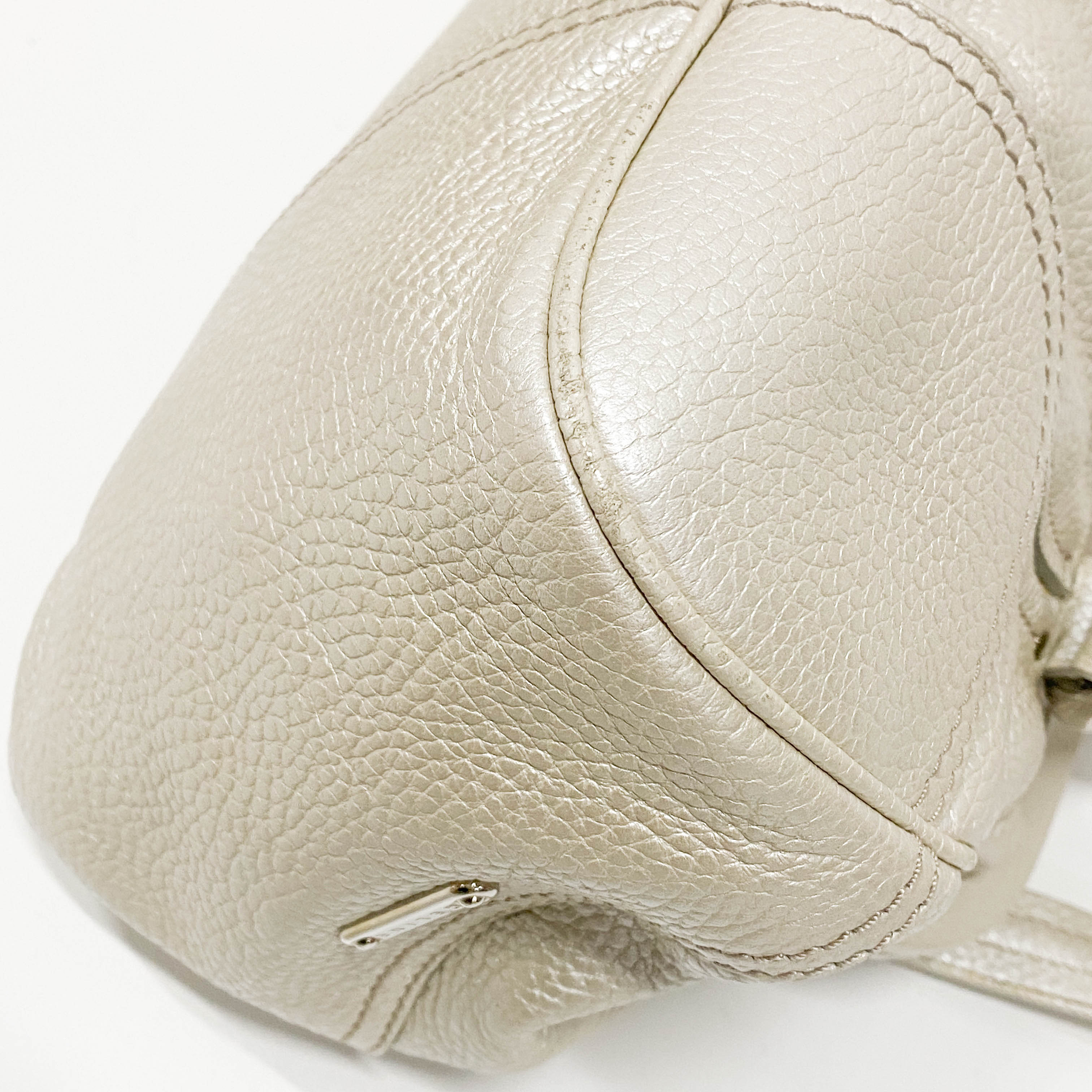 Silver Leather Clutch Shoulder Bag