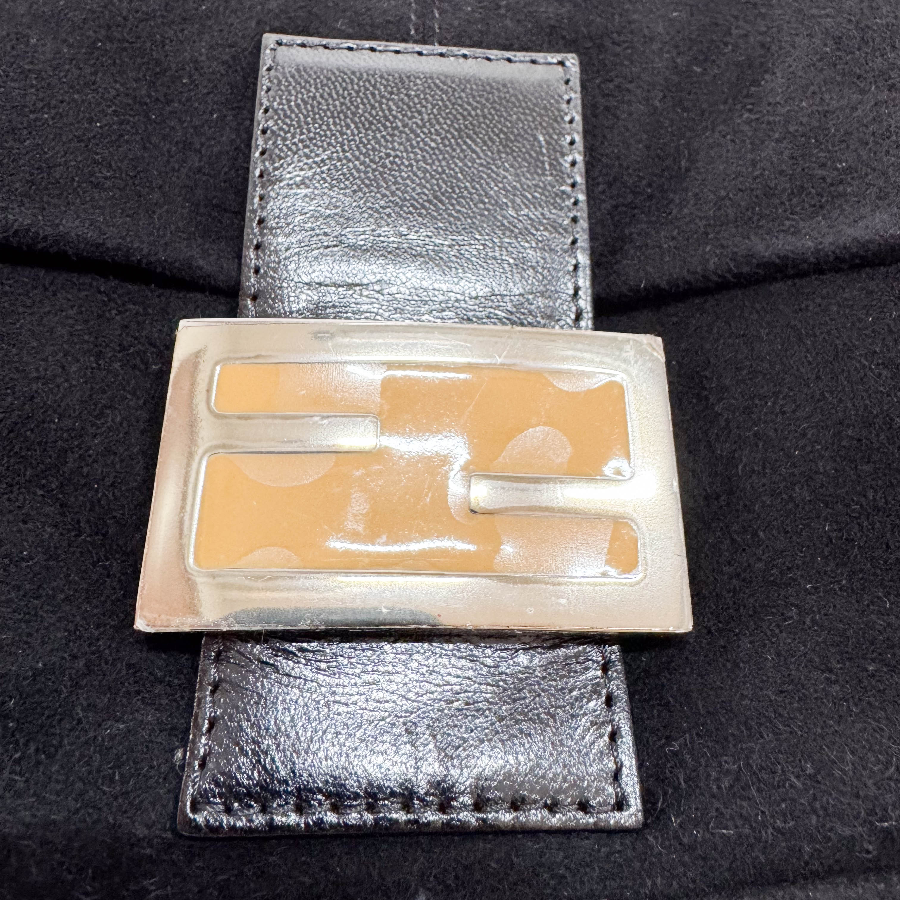 Baguette Black Suede Shoulder Bag