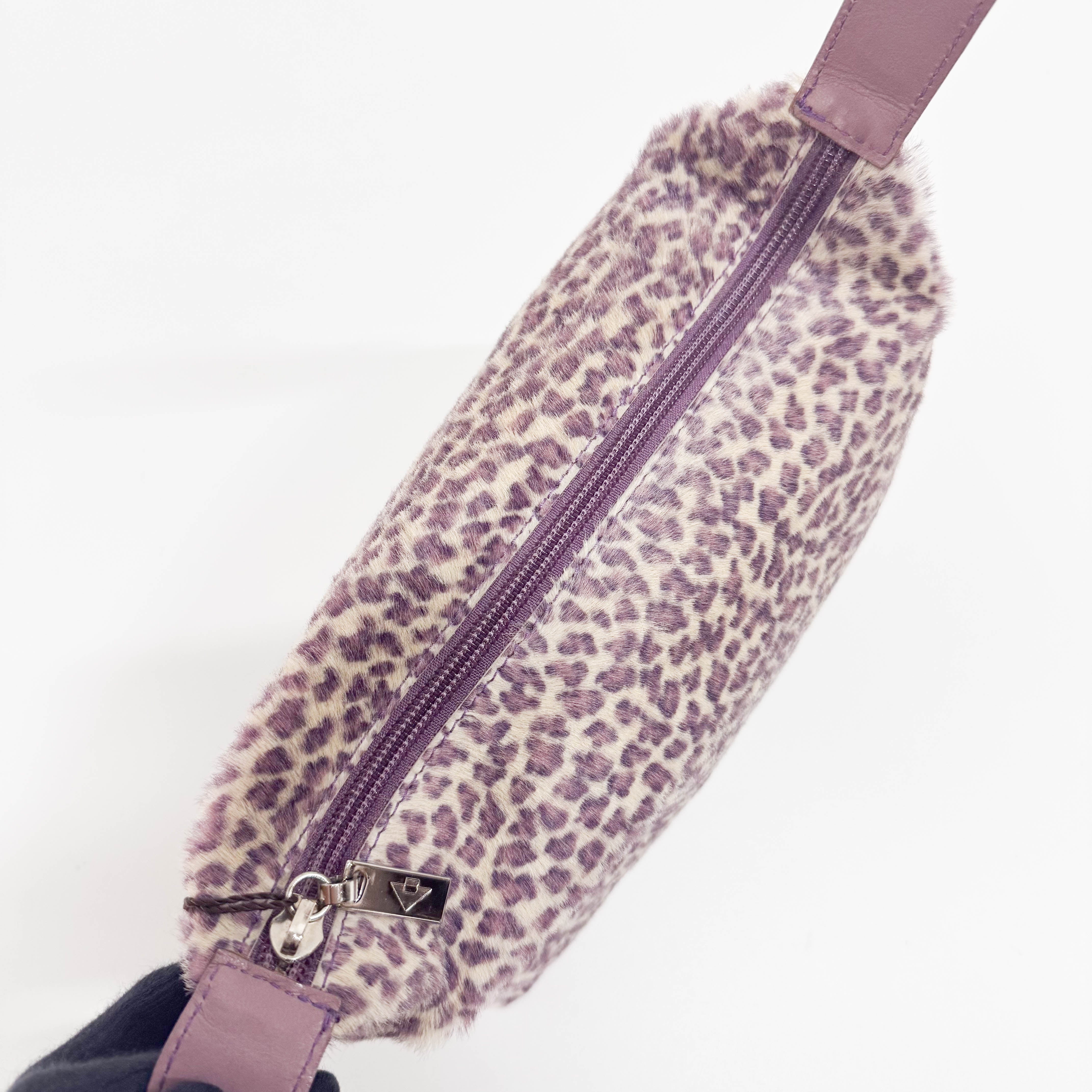 Vintage Purple Cheetah Small Print Pony Hair Hand Bag
