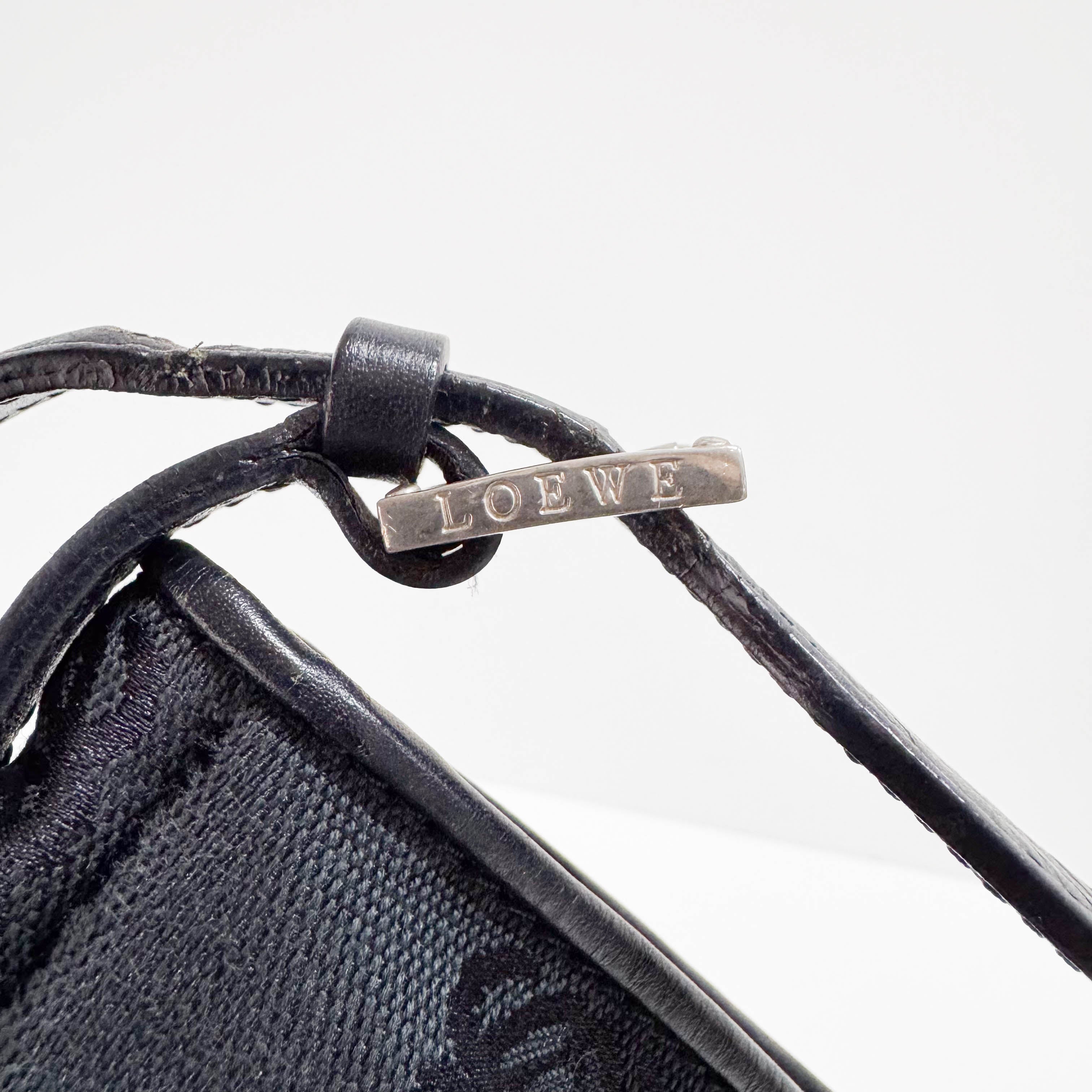 Anagram Black Canvas Small Shoulder Bag