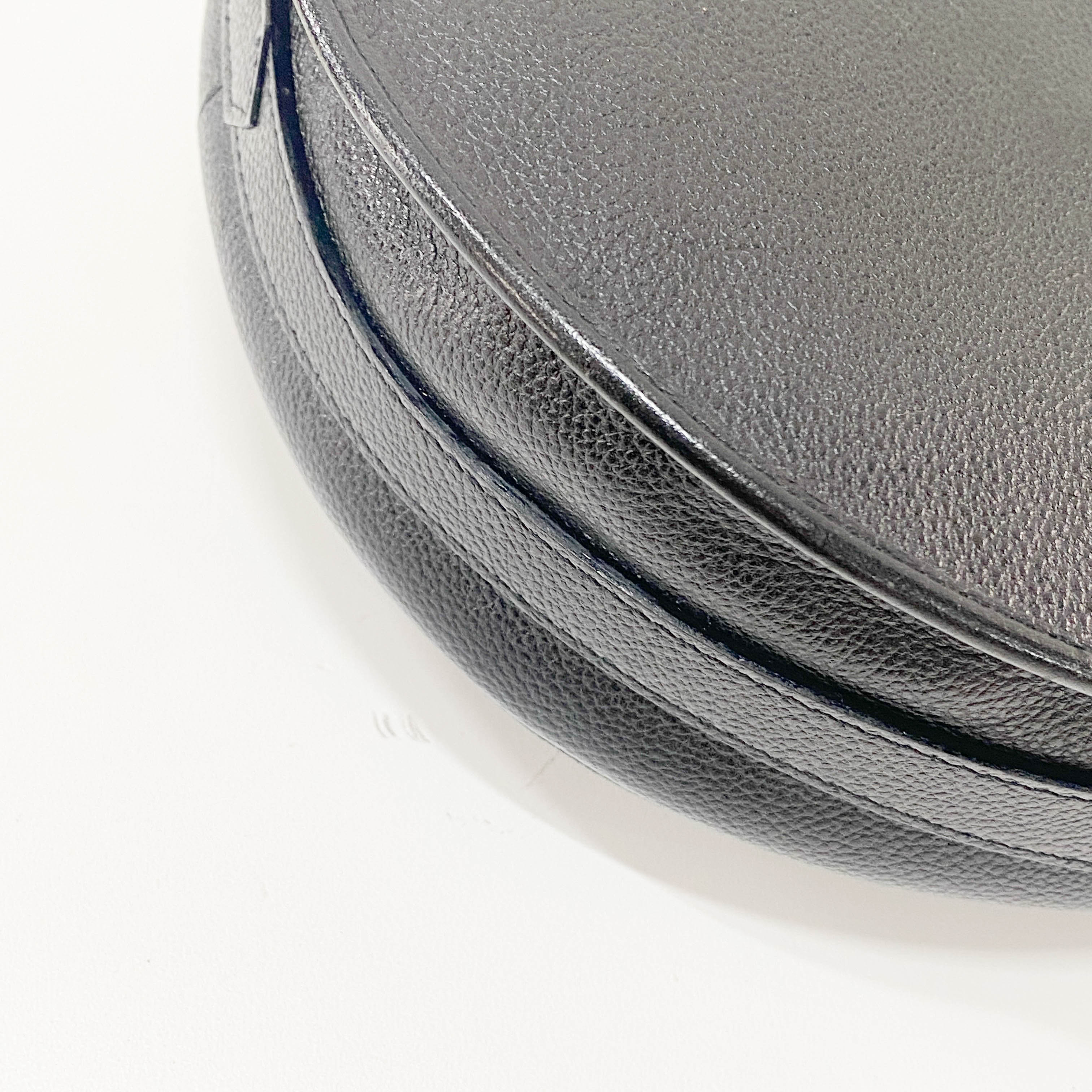 Black Grain Calfskin Leather Crossbody Bag