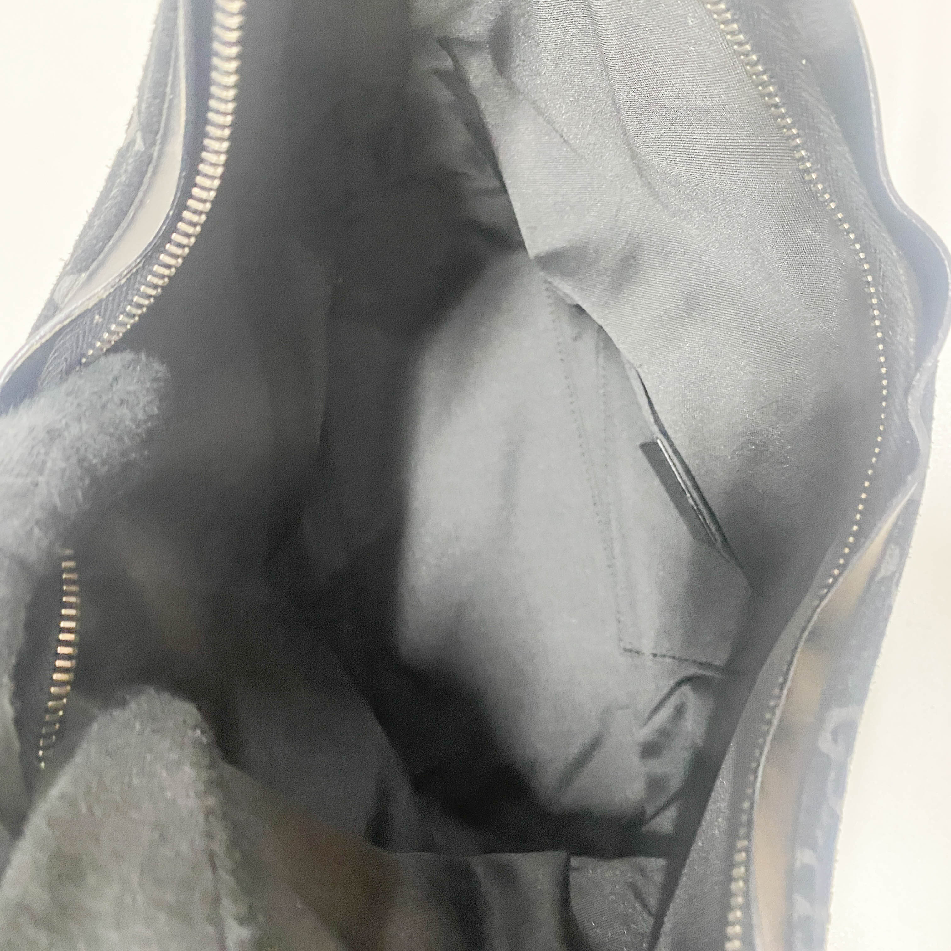 GG Canvas Black Suede Shoulder Bag