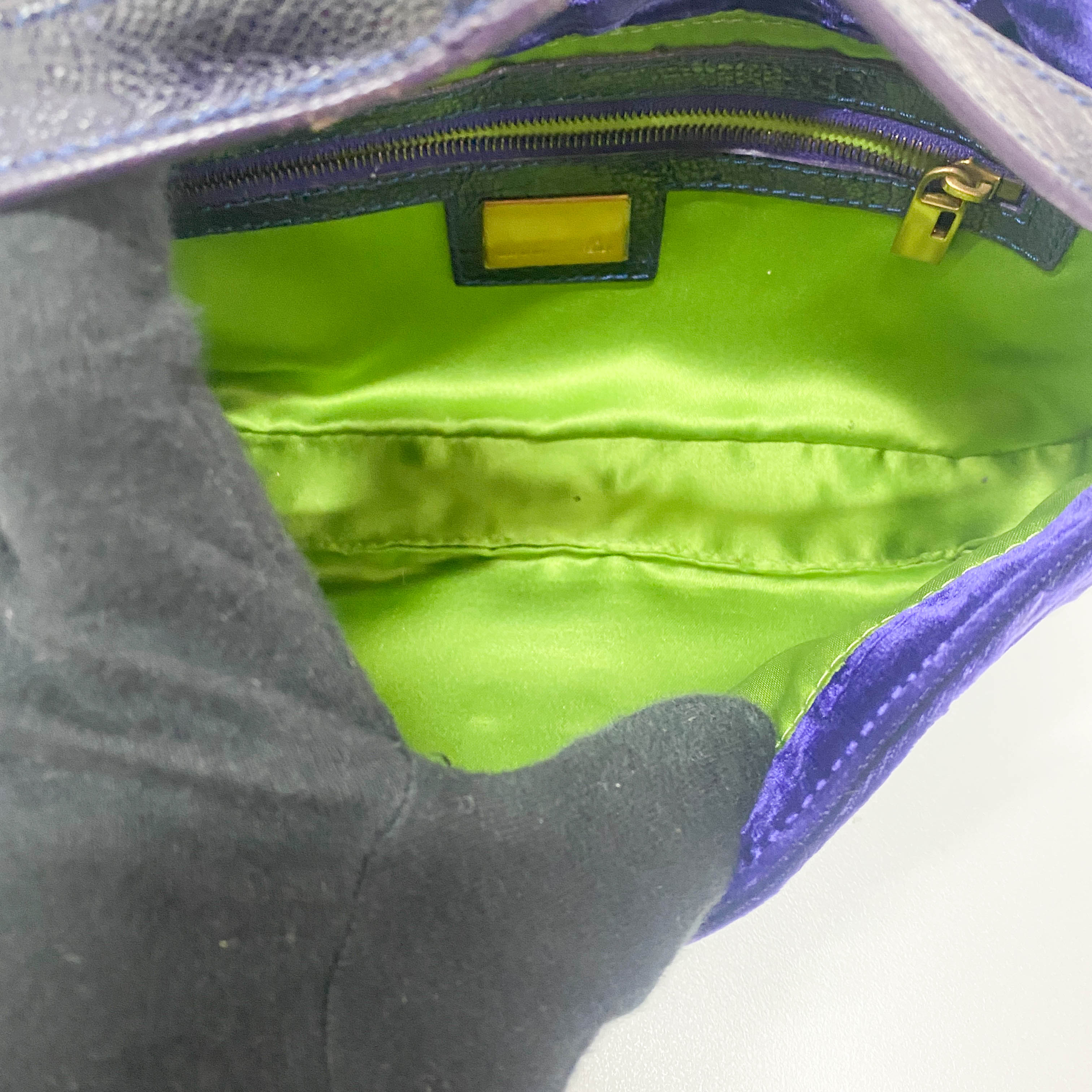 Baguette Purple Velvet Shoulder Bag