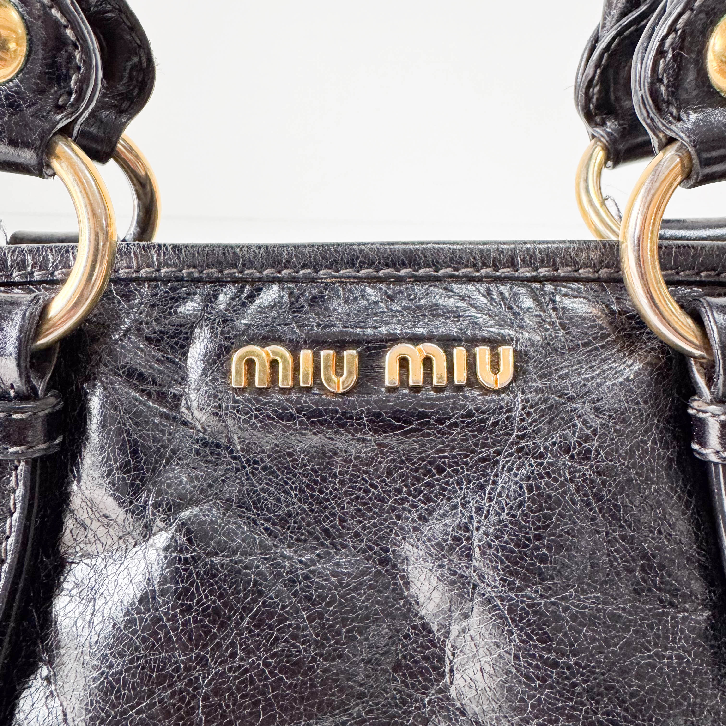 Vitello Black Calfskin Leather Two Way Bag