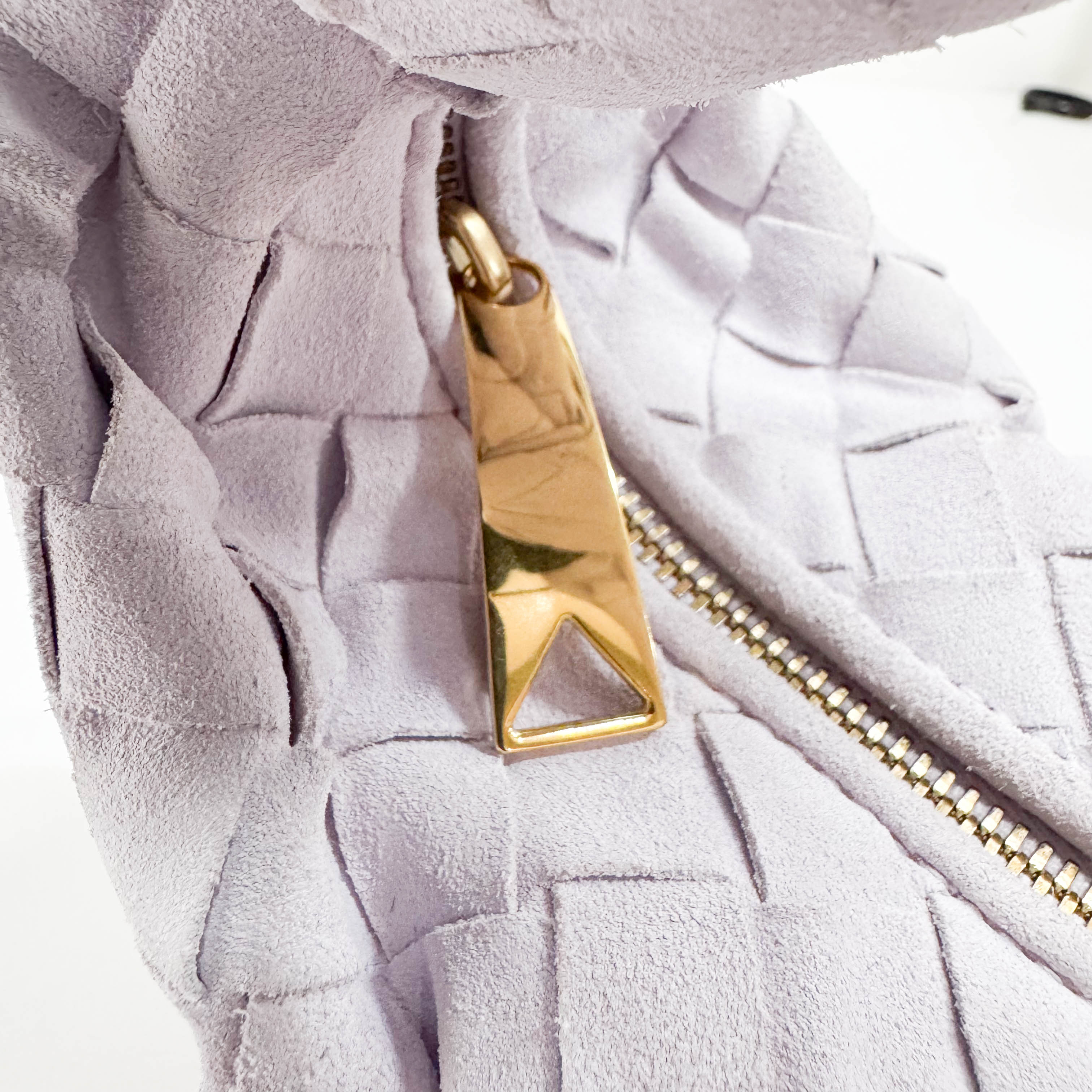 Small Intrecciato White Suede Handbag