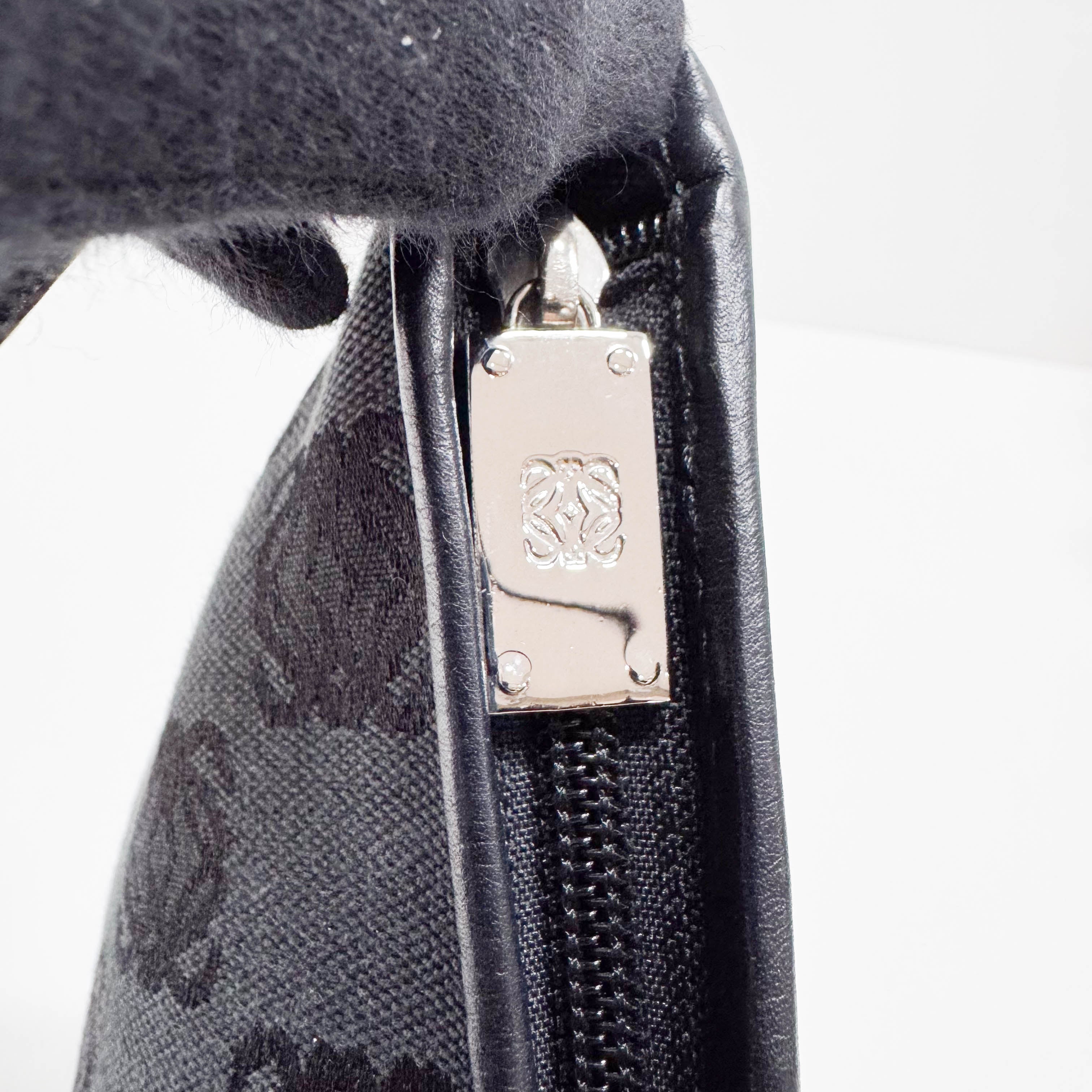 Anagram Black Canvas Small Shoulder Bag