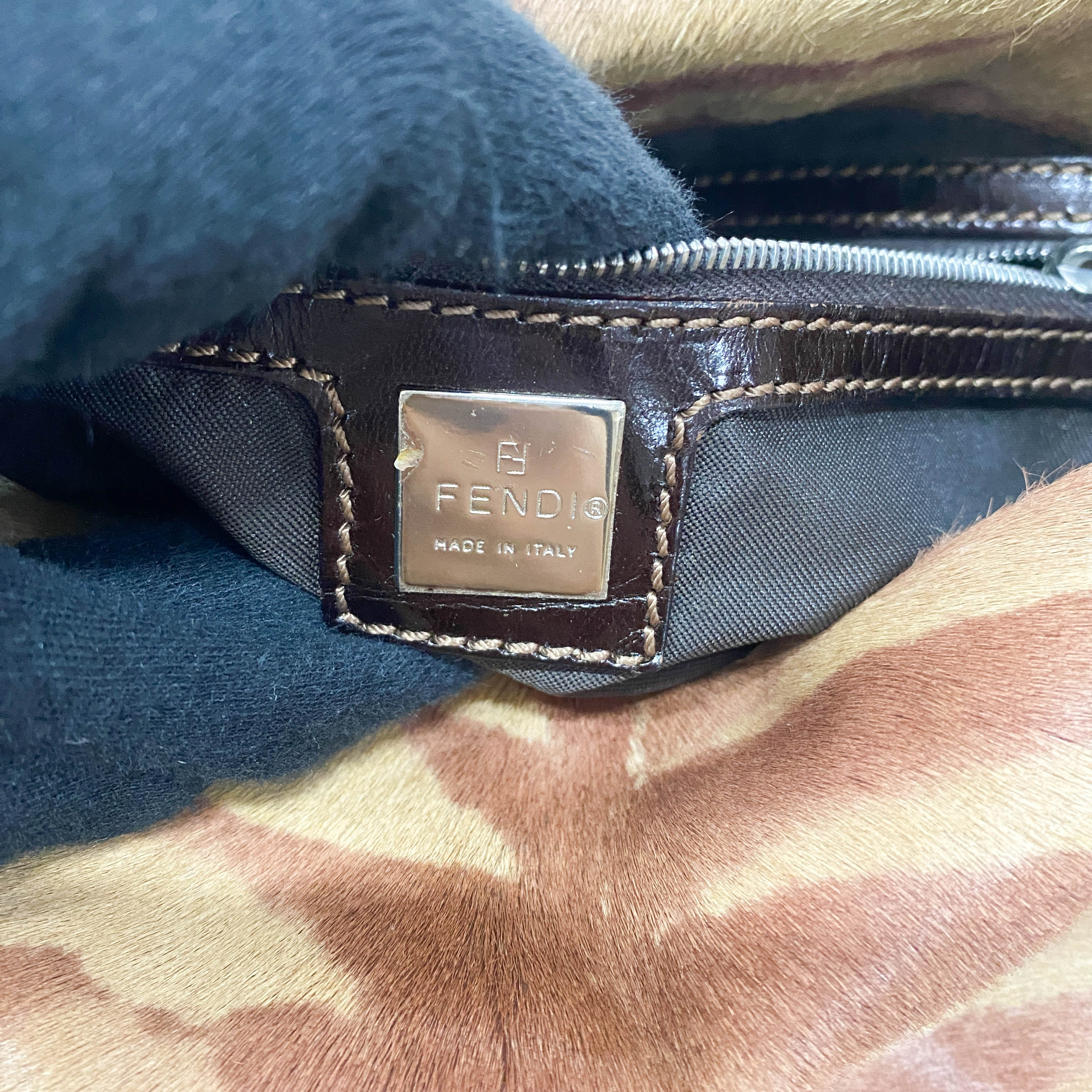 Mamma Baguette Red Zebra Print Pony Hair Shoulder Bag