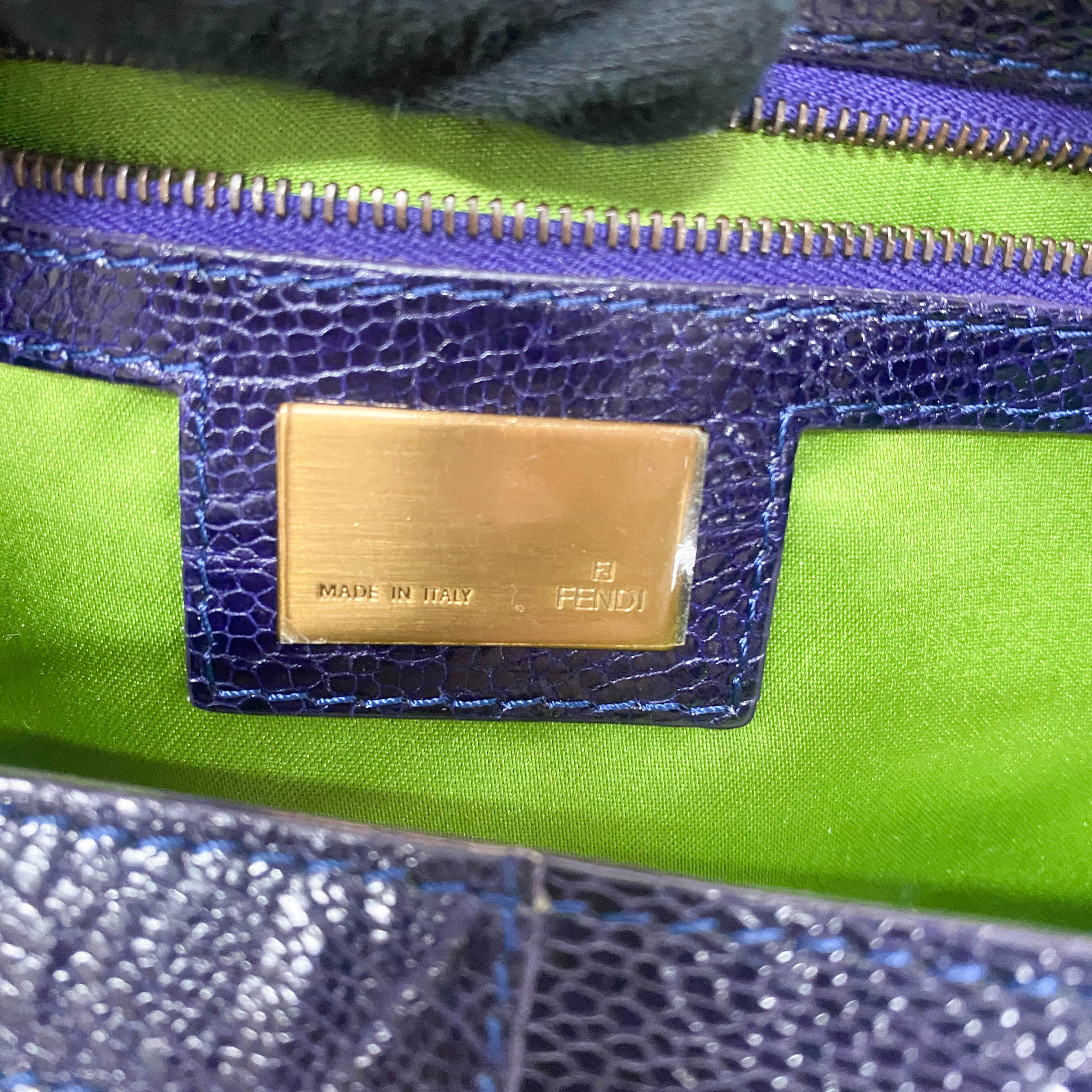 Baguette Purple Velvet Shoulder Bag