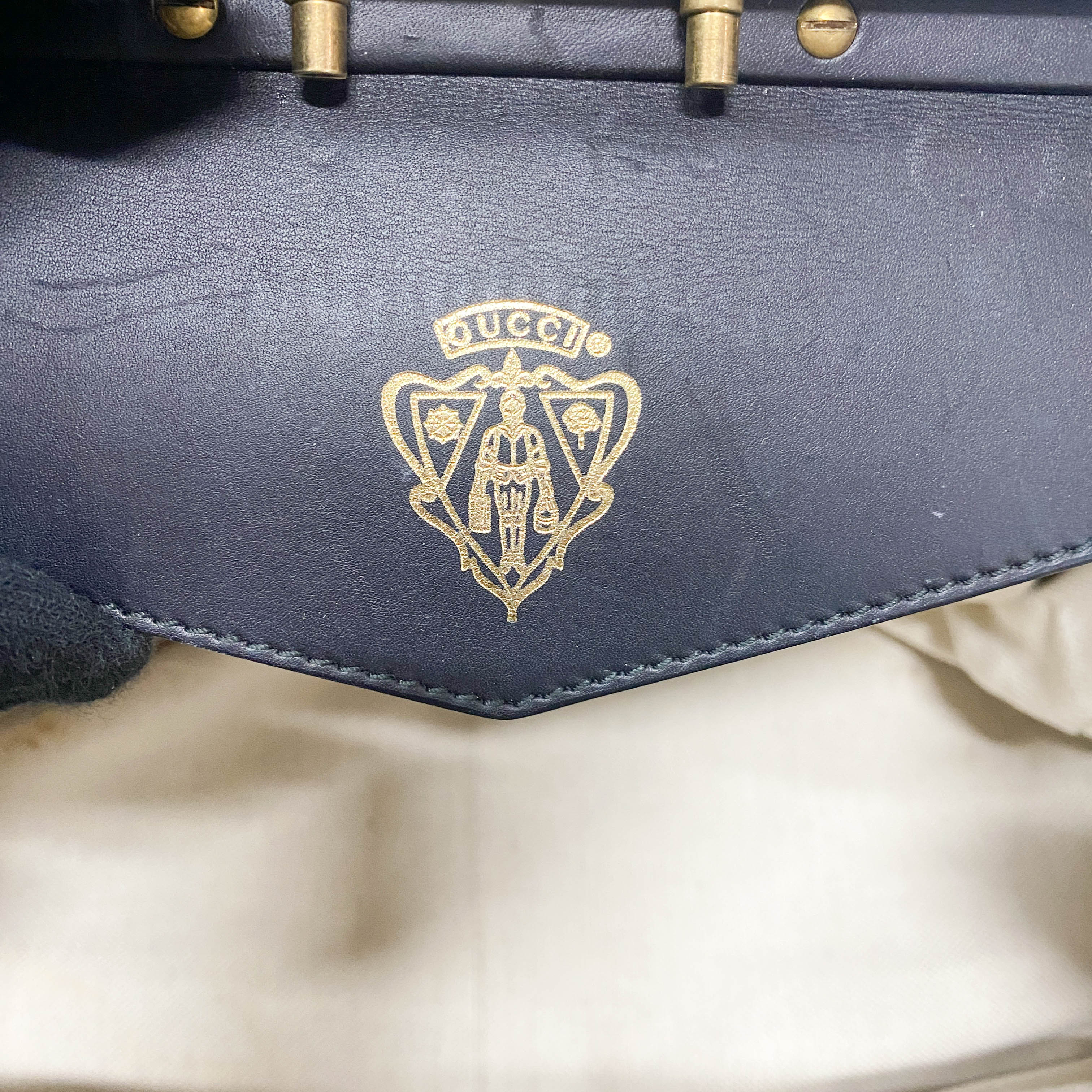 Vintage Black Suede Arabesque Hand Bag