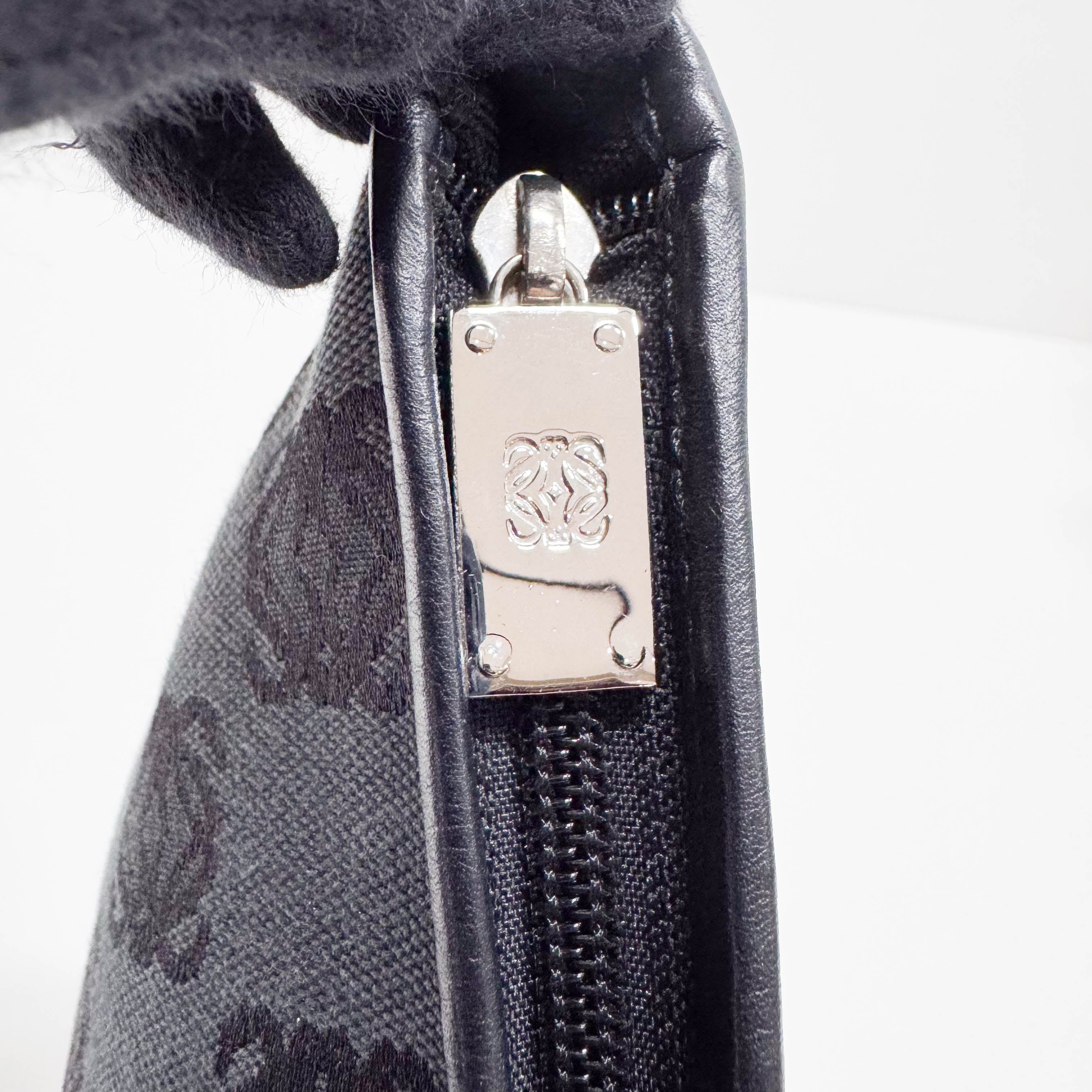 Anagram Black Canvas Small Shoulder Bag