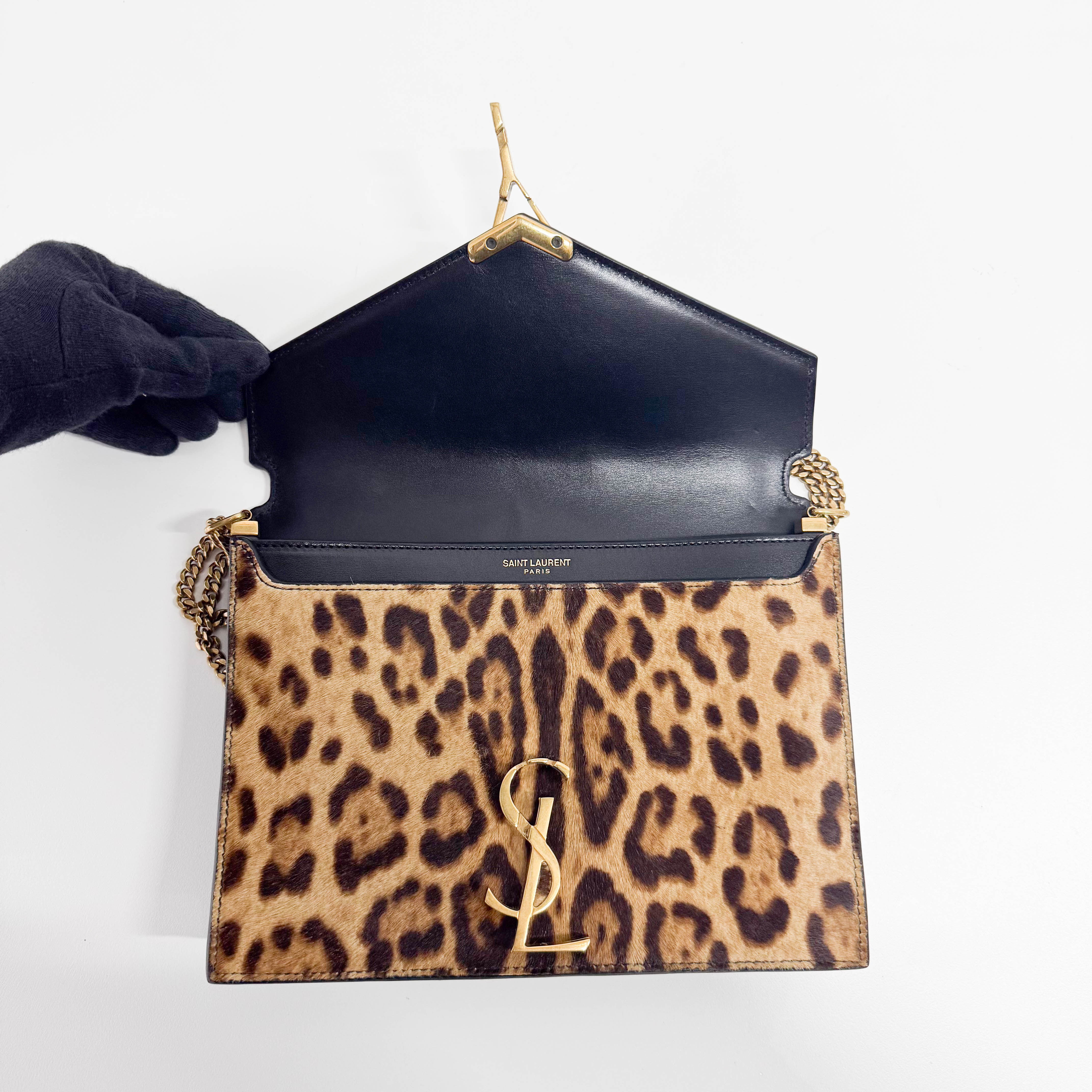 Cassandra Brown Jaguar Pony Hair Chain Shoulder Bag