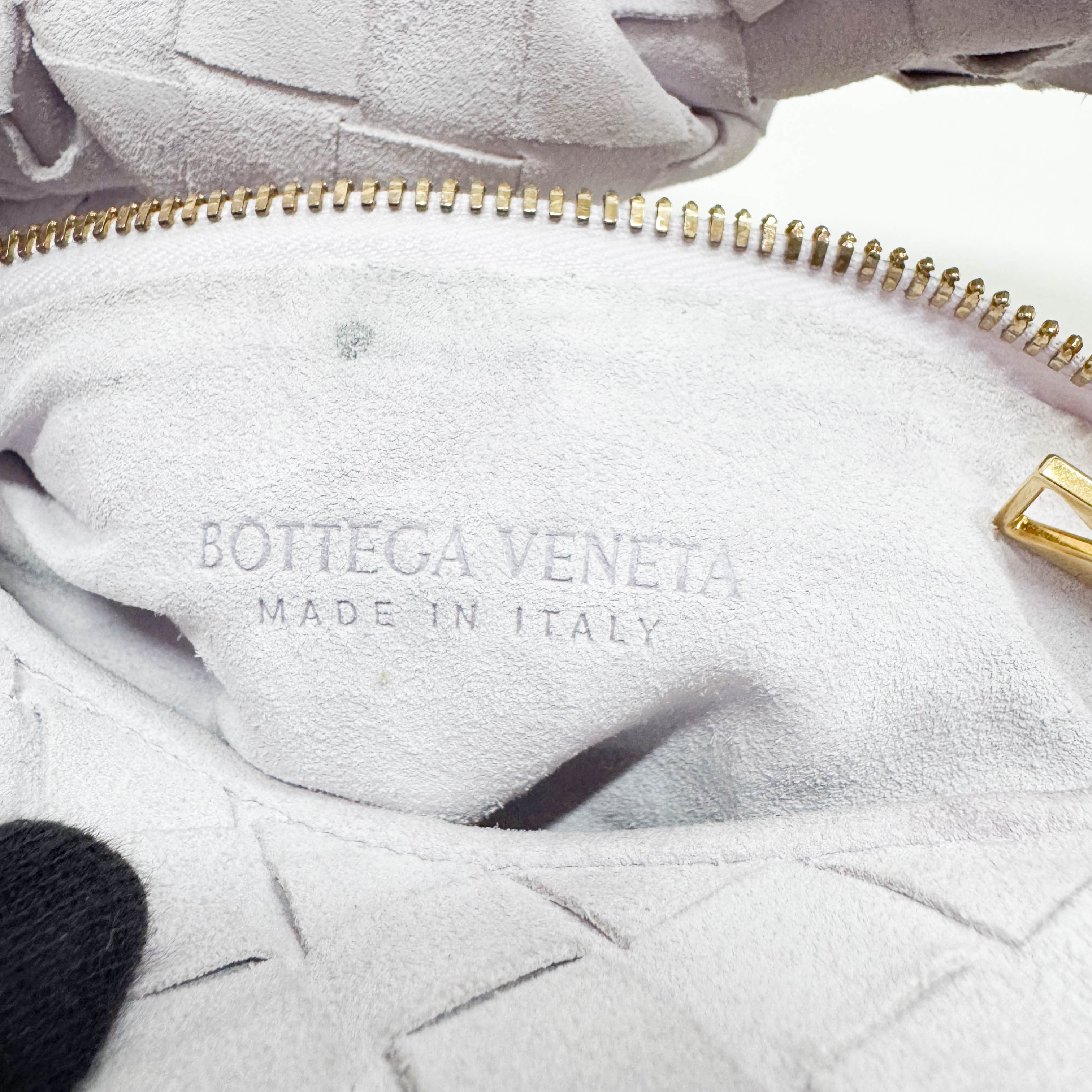 Small Intrecciato White Suede Handbag