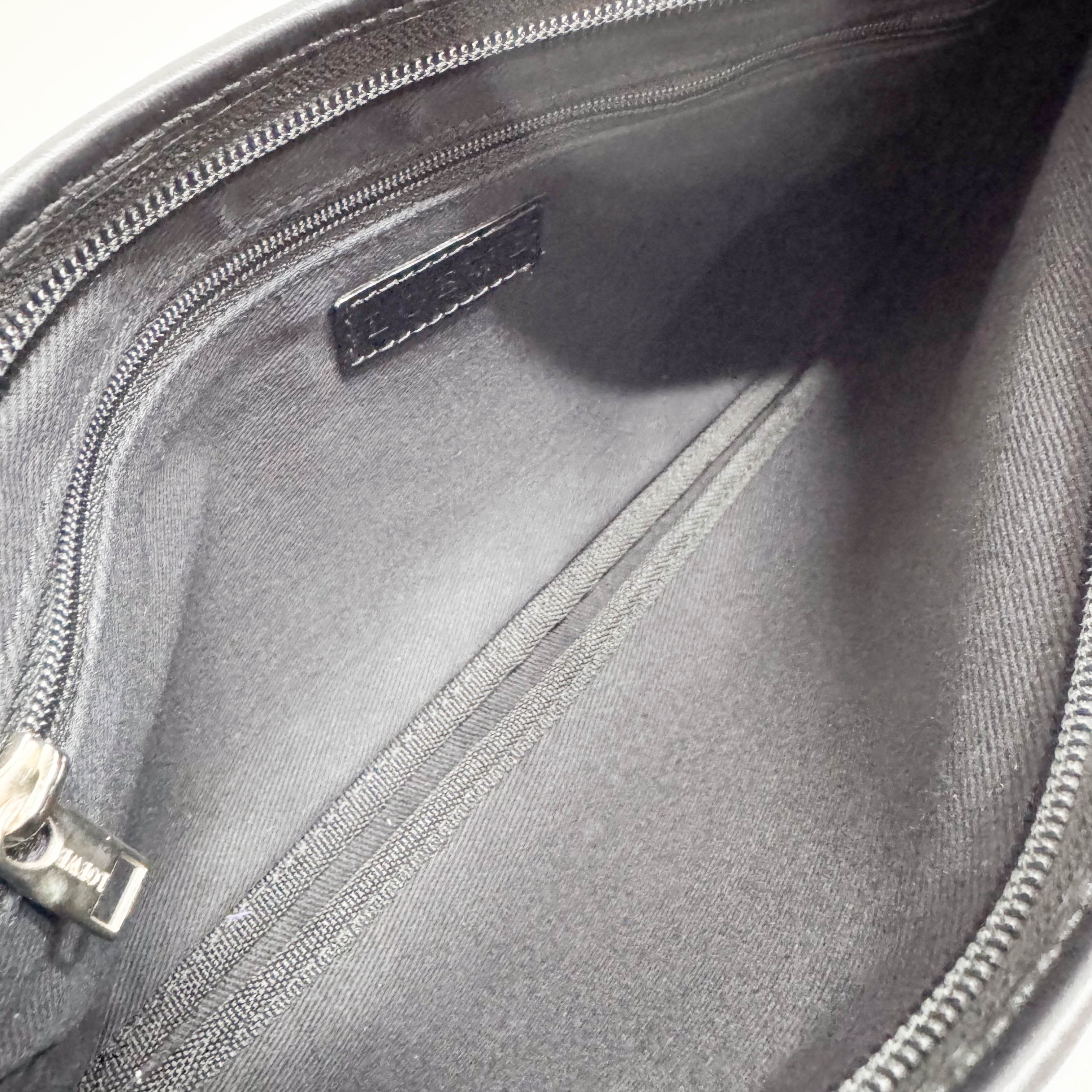 Anagram Black Canvas Small Shoulder Bag