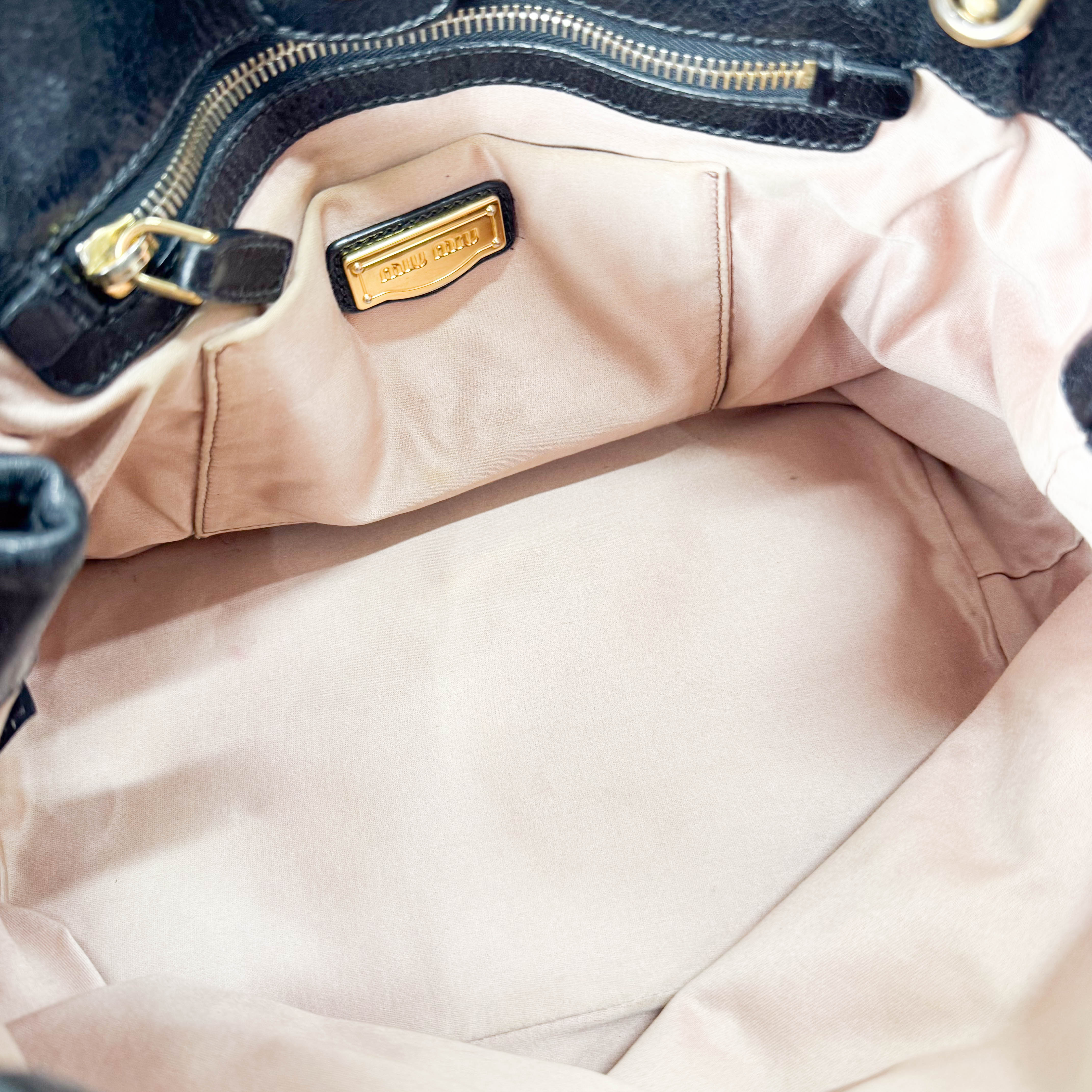 Vitello Black Calfskin Leather Two Way Bag