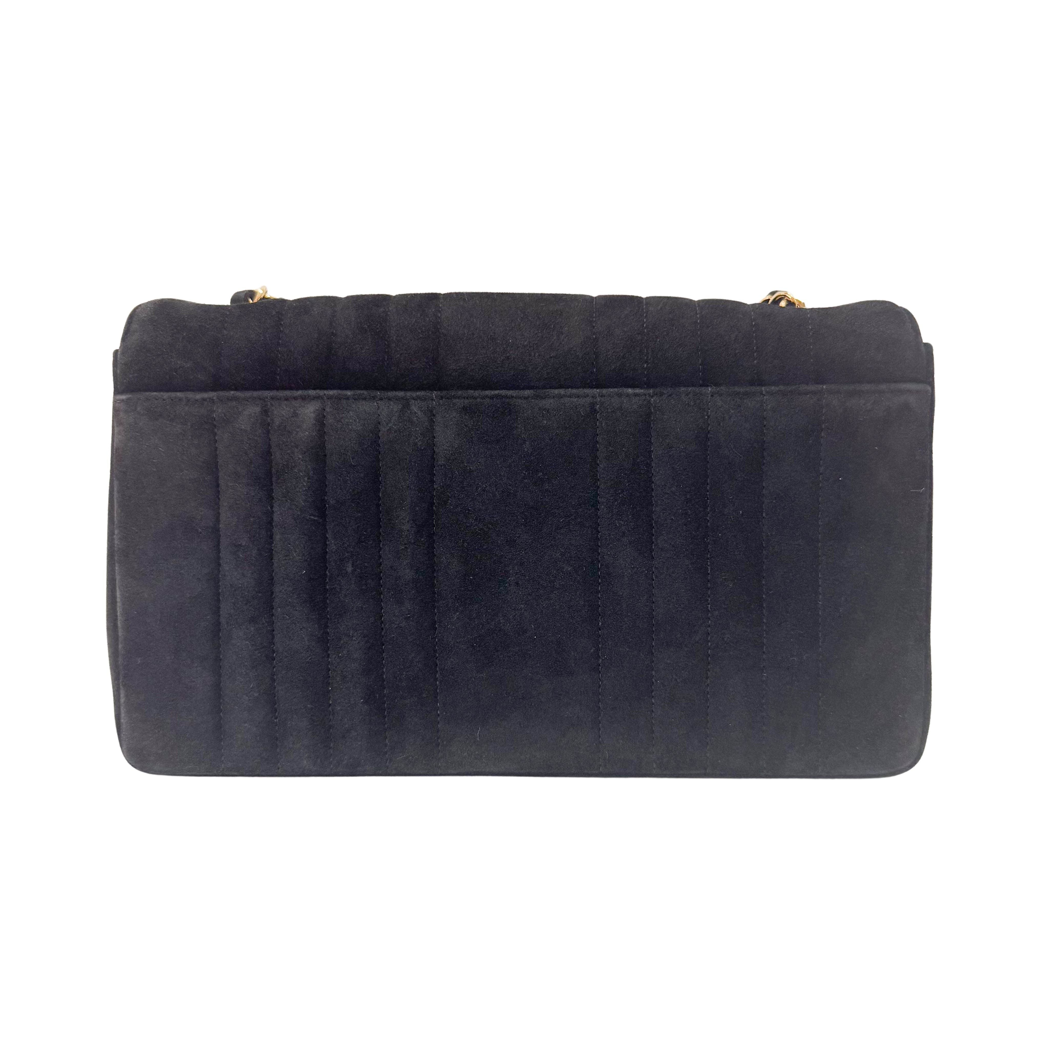 Mademoiselle Black Suede Crossbody Bag