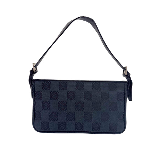 Anagram Black Canvas Small Shoulder Bag
