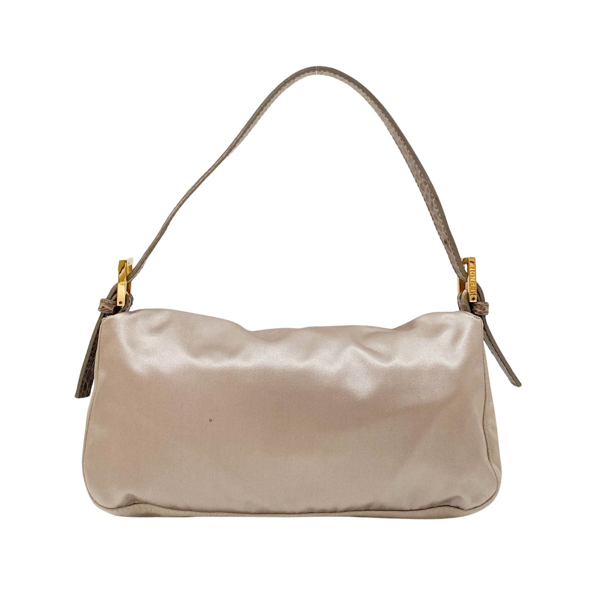 Baguette Grey Satin & Croc Embossed Leather Rhinestone Shoulder Bag