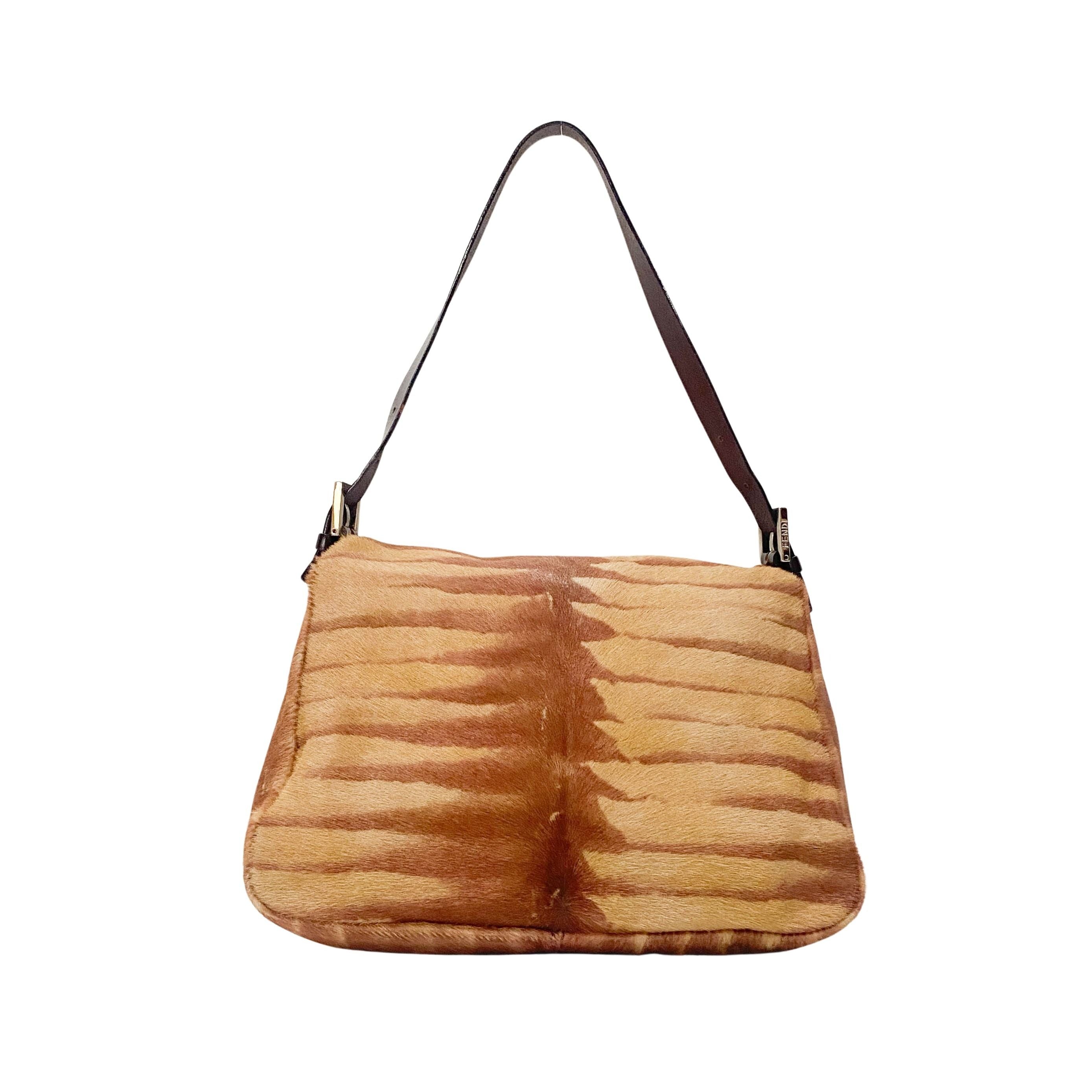 Mamma Baguette Red Zebra Print Pony Hair Shoulder Bag