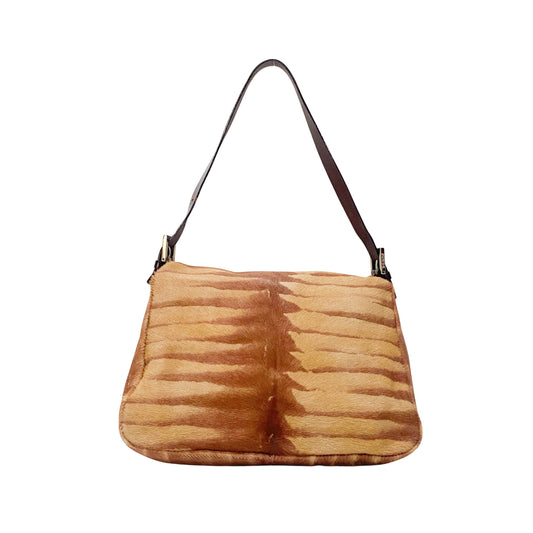 Mamma Baguette Red Zebra Print Pony Hair Shoulder Bag