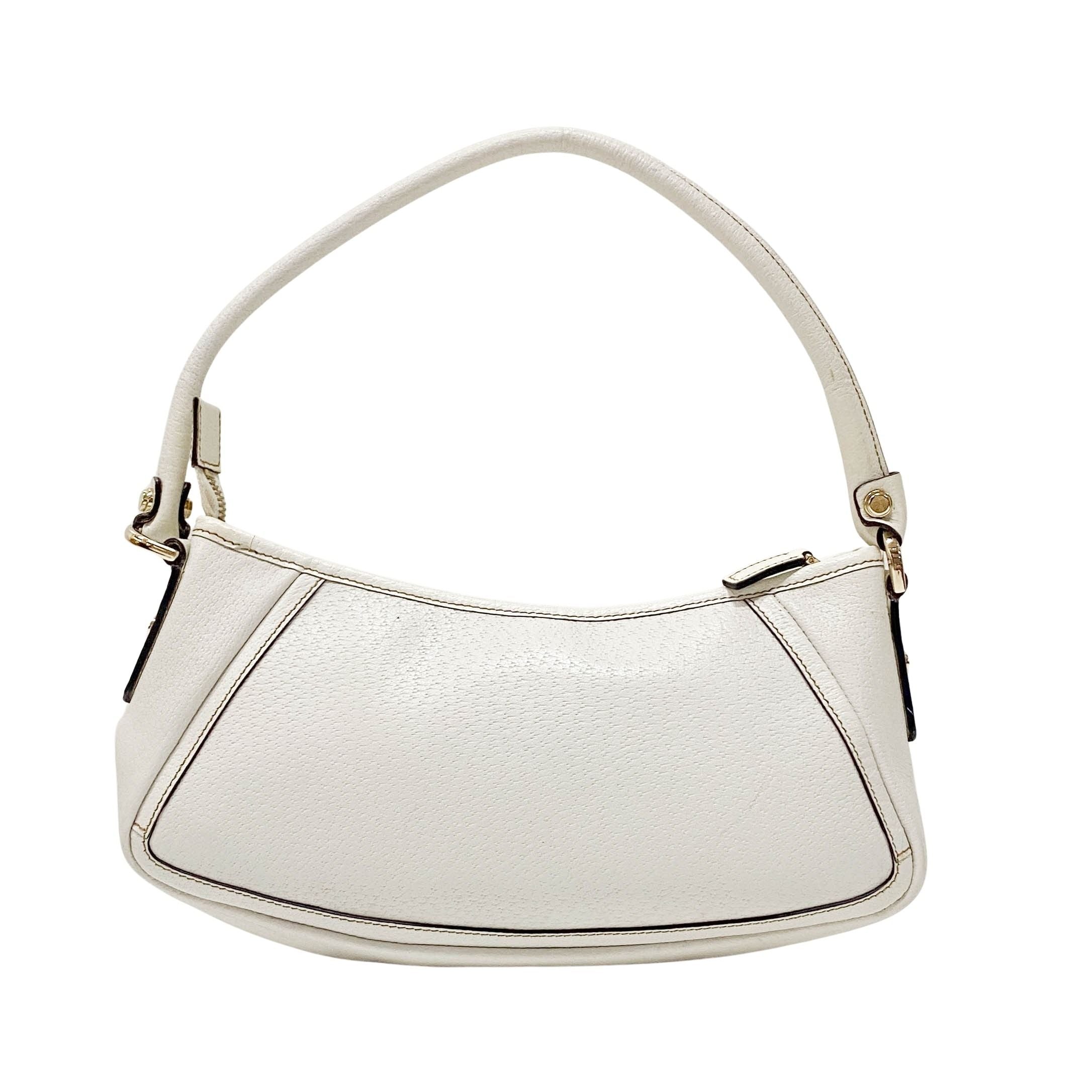 Abbey White Leather Shoulder Bag