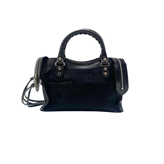 The City Mini Black Pony Hair & Leather Two Way Bag