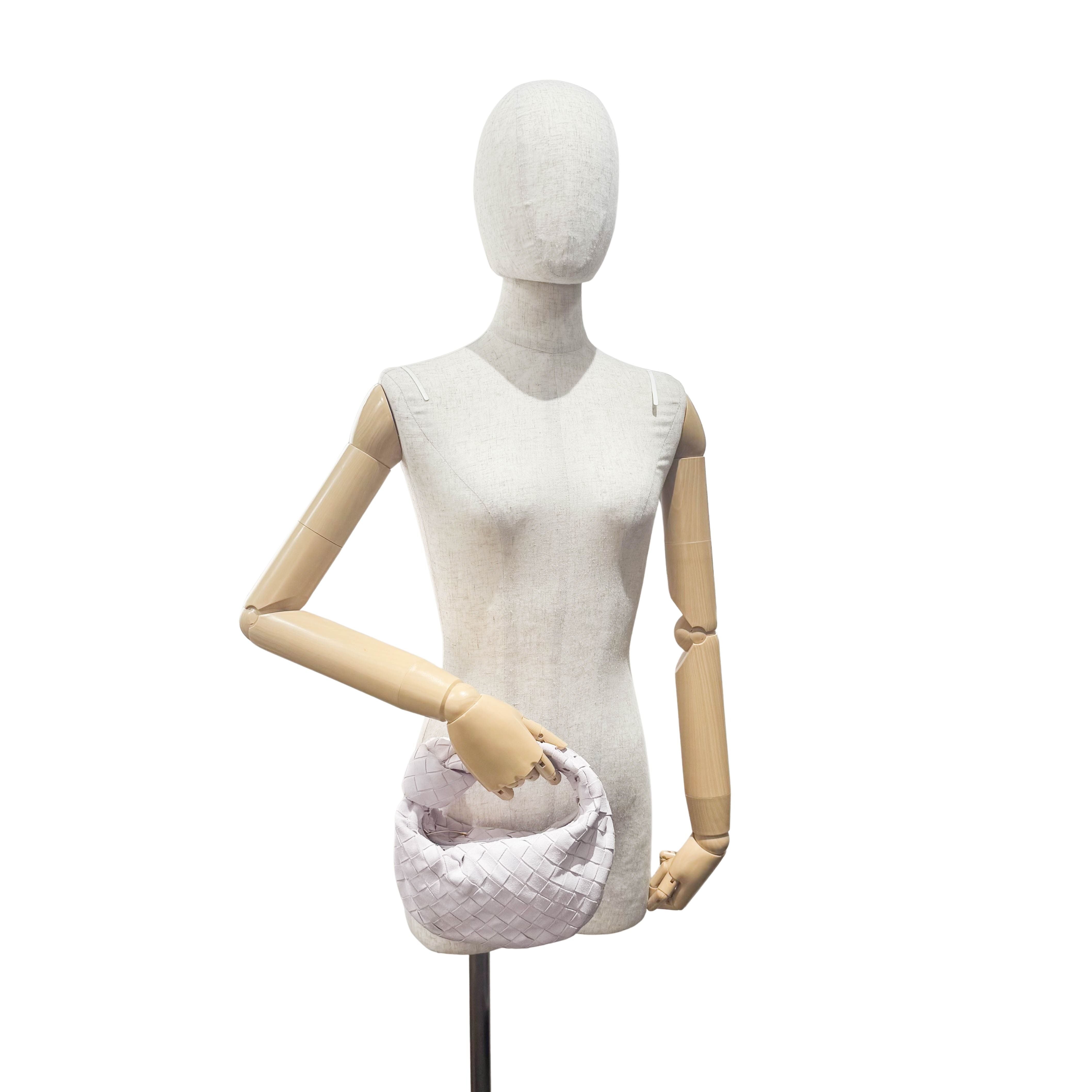 Small Intrecciato White Suede Handbag