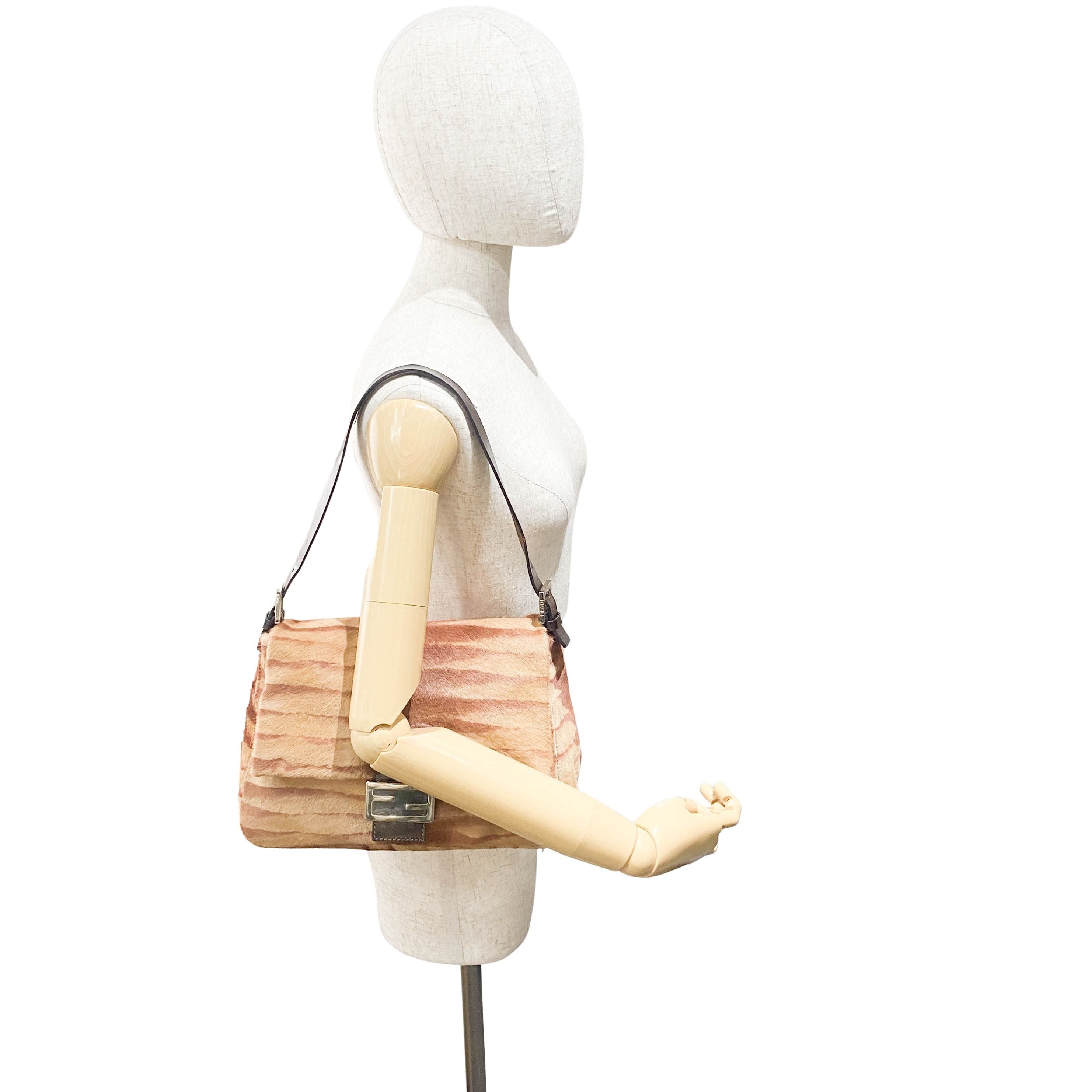 Mamma Baguette Red Zebra Print Pony Hair Shoulder Bag