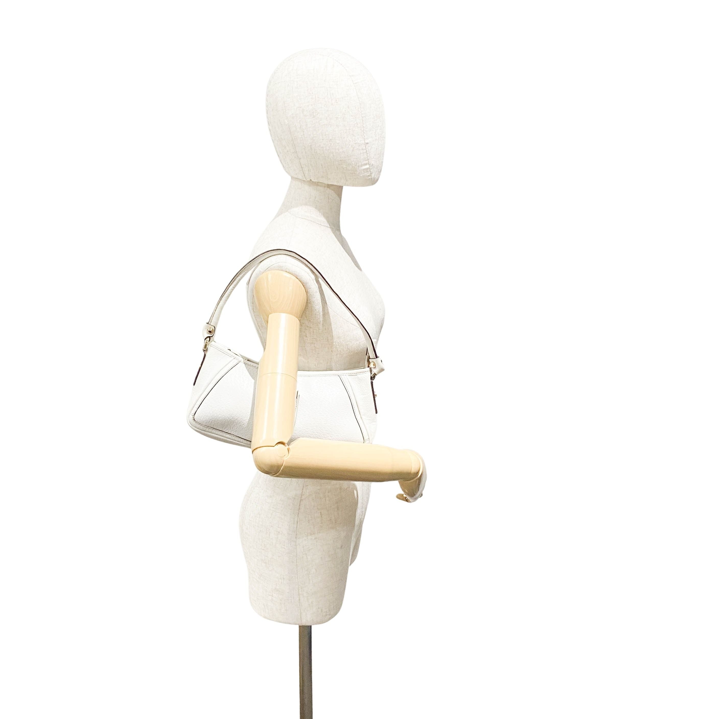 Abbey White Leather Shoulder Bag